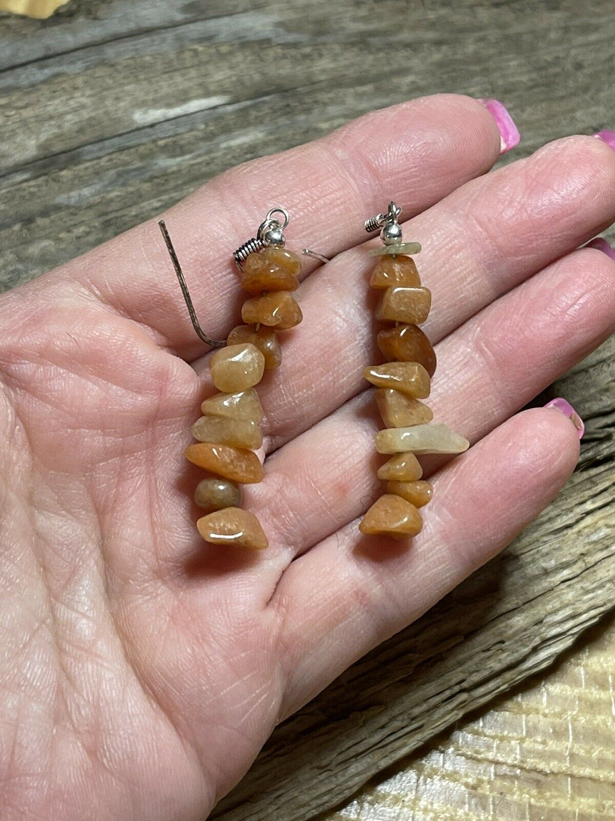 Sterling Silver Cream Quartz Chip Dangle Earrings