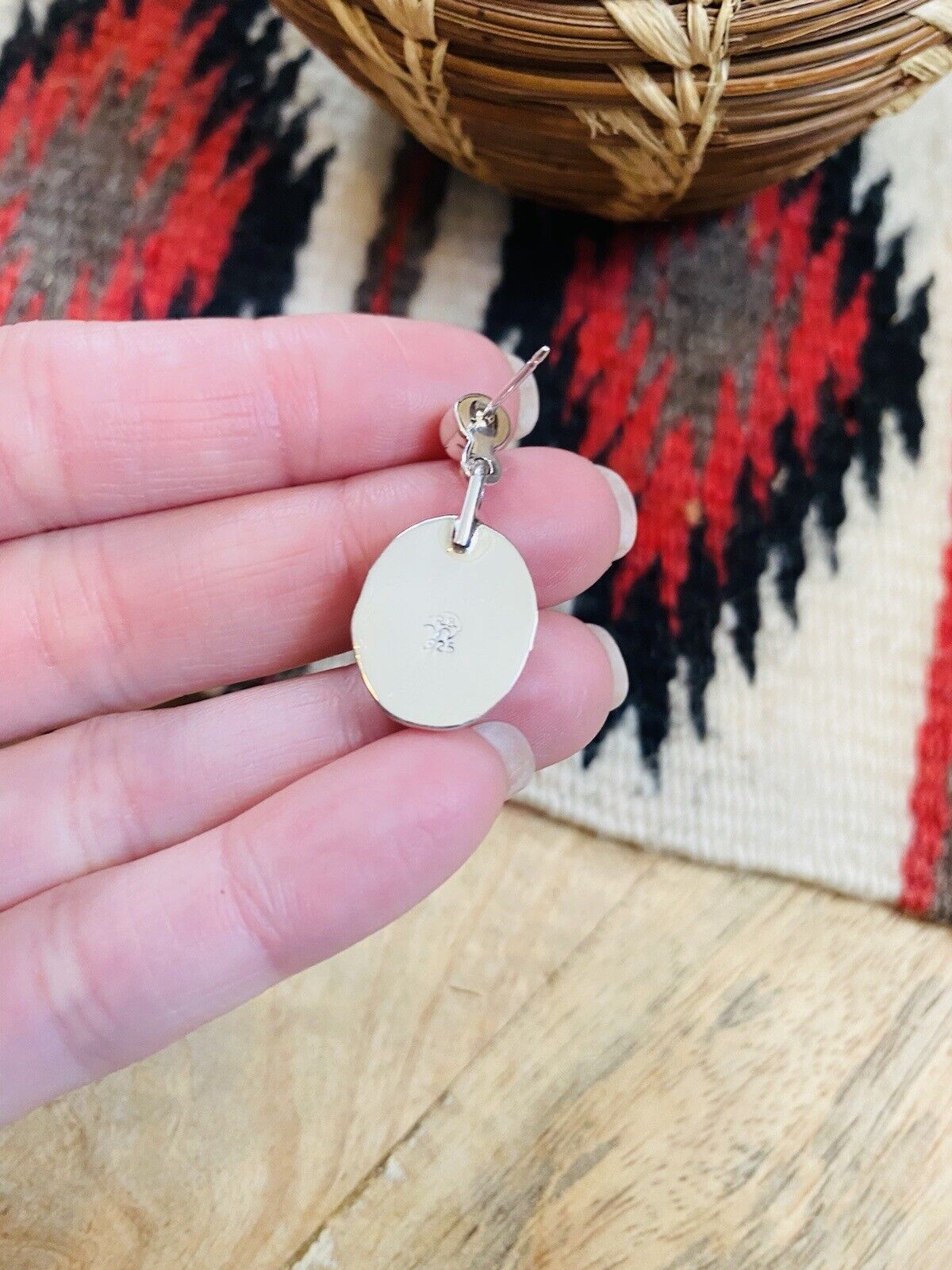 Handcrafted Turquoise, Coral & Sterling Silver Dangle Earrings