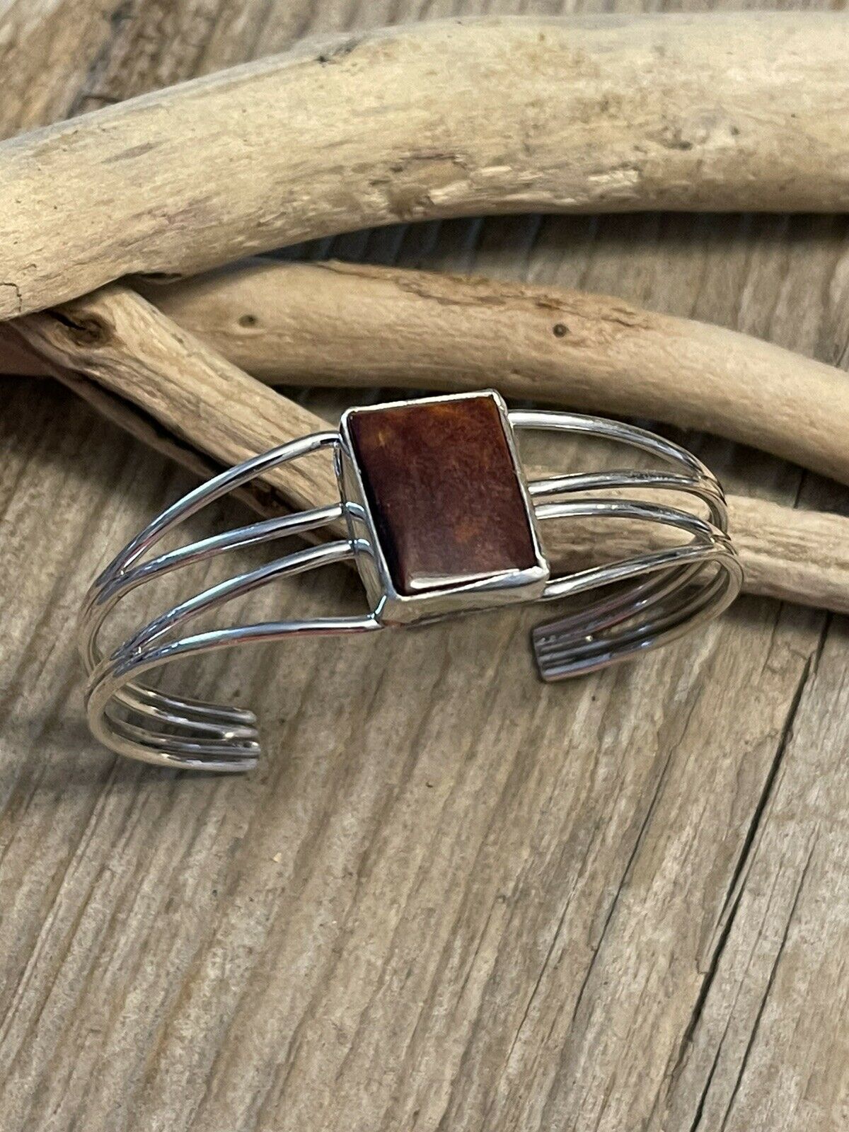 Handcrafted Spiny Sterling Silver Bracelet Loop Cuff Stamped Begay