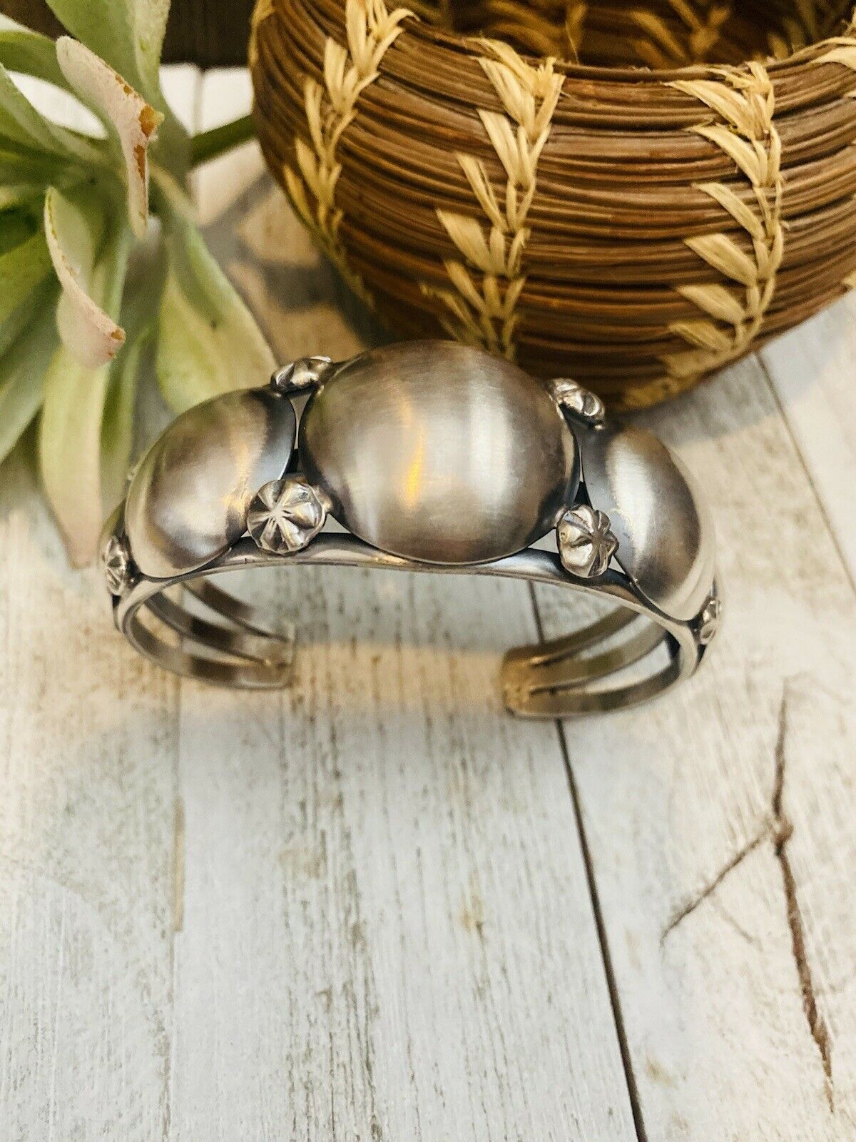 Handcrafted Sterling Silver Concho Cuff Bracelet By Emerson Thompson