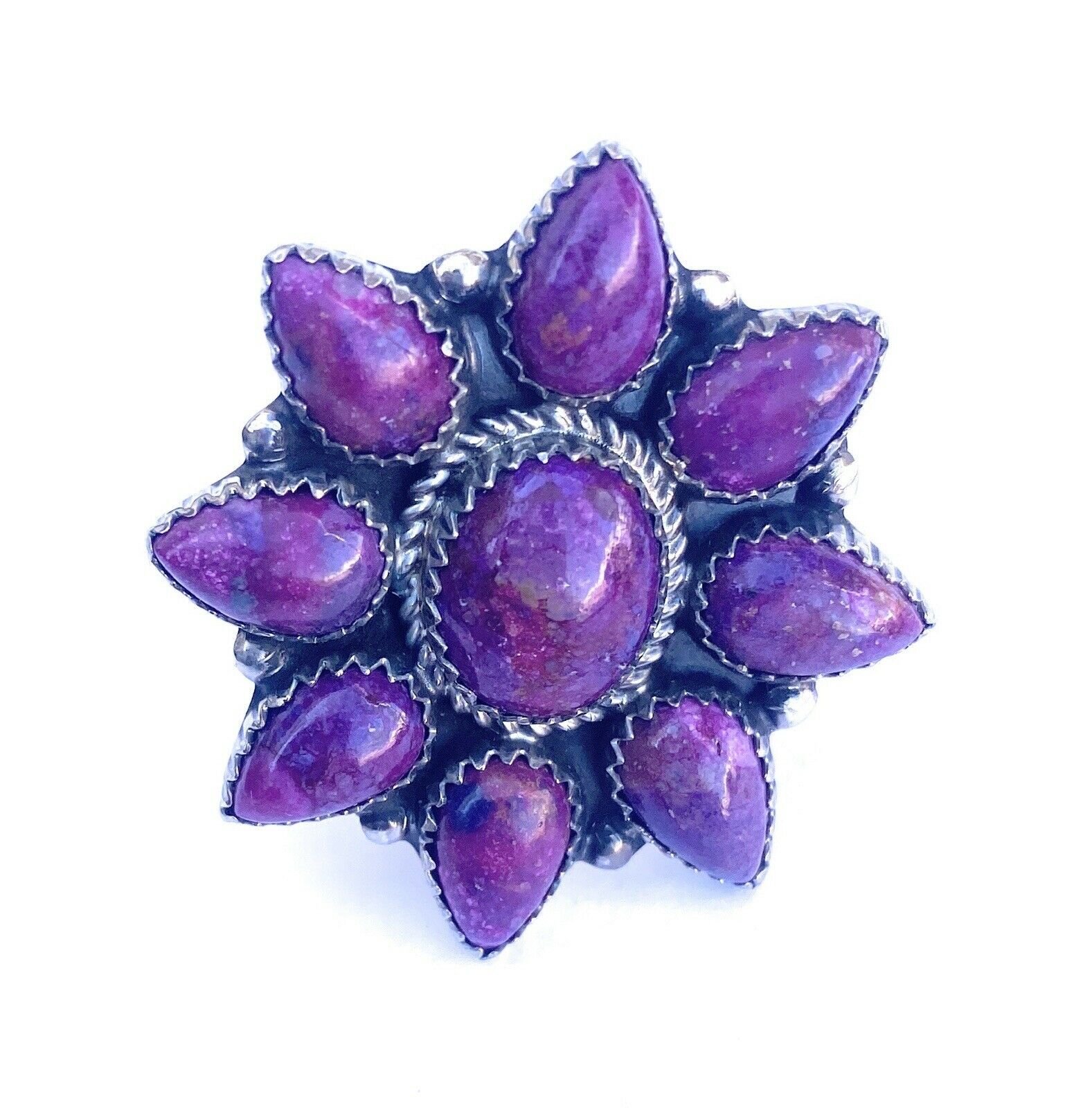 Handcrafted Sterling Silver & Purple Kingman Turquoise Cluster Ring