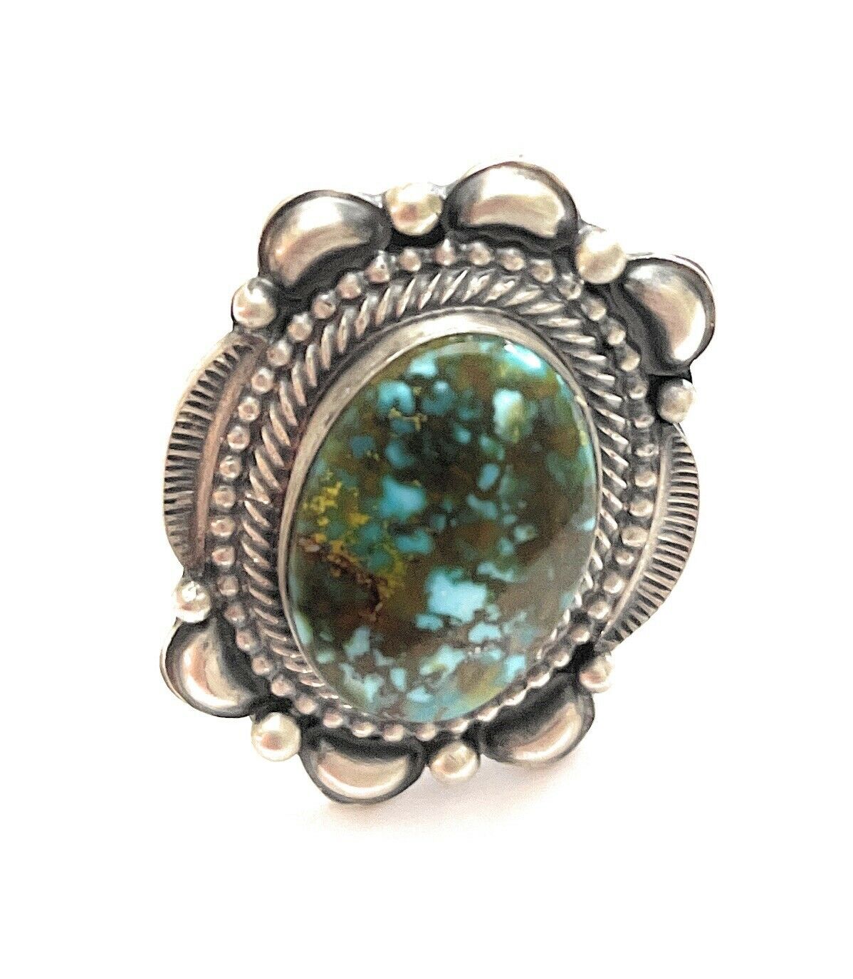 Handcrafted Sonoran Mountain Turquoise & Sterling Silver Statement Ring Sizes 7.5