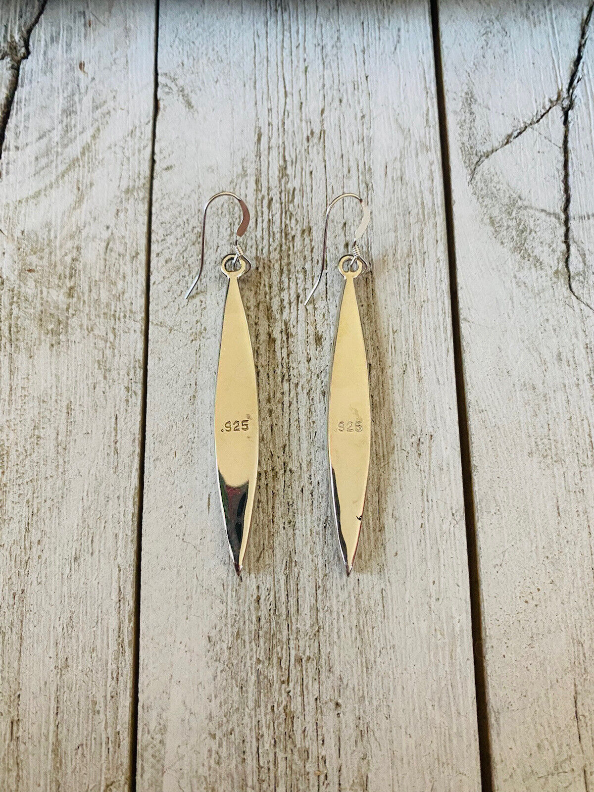 Handcrafted Number 8 Turquoise And Sterling Silver Inlay Dangle Earrings