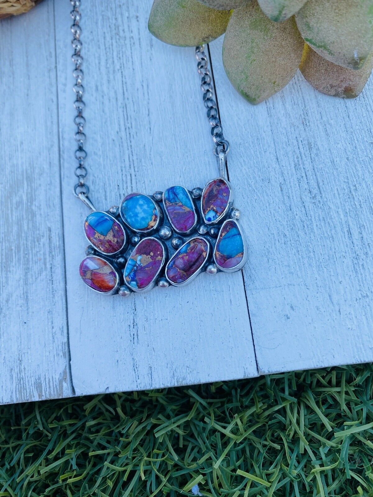 Handcrafted Sterling Silver & Pink Dream Mohave Necklace Signed