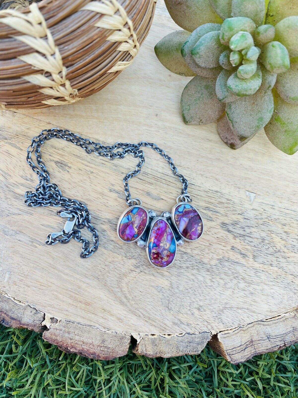 Handcrafted Sterling Silver & Pink Dream Mohave Necklace Signed