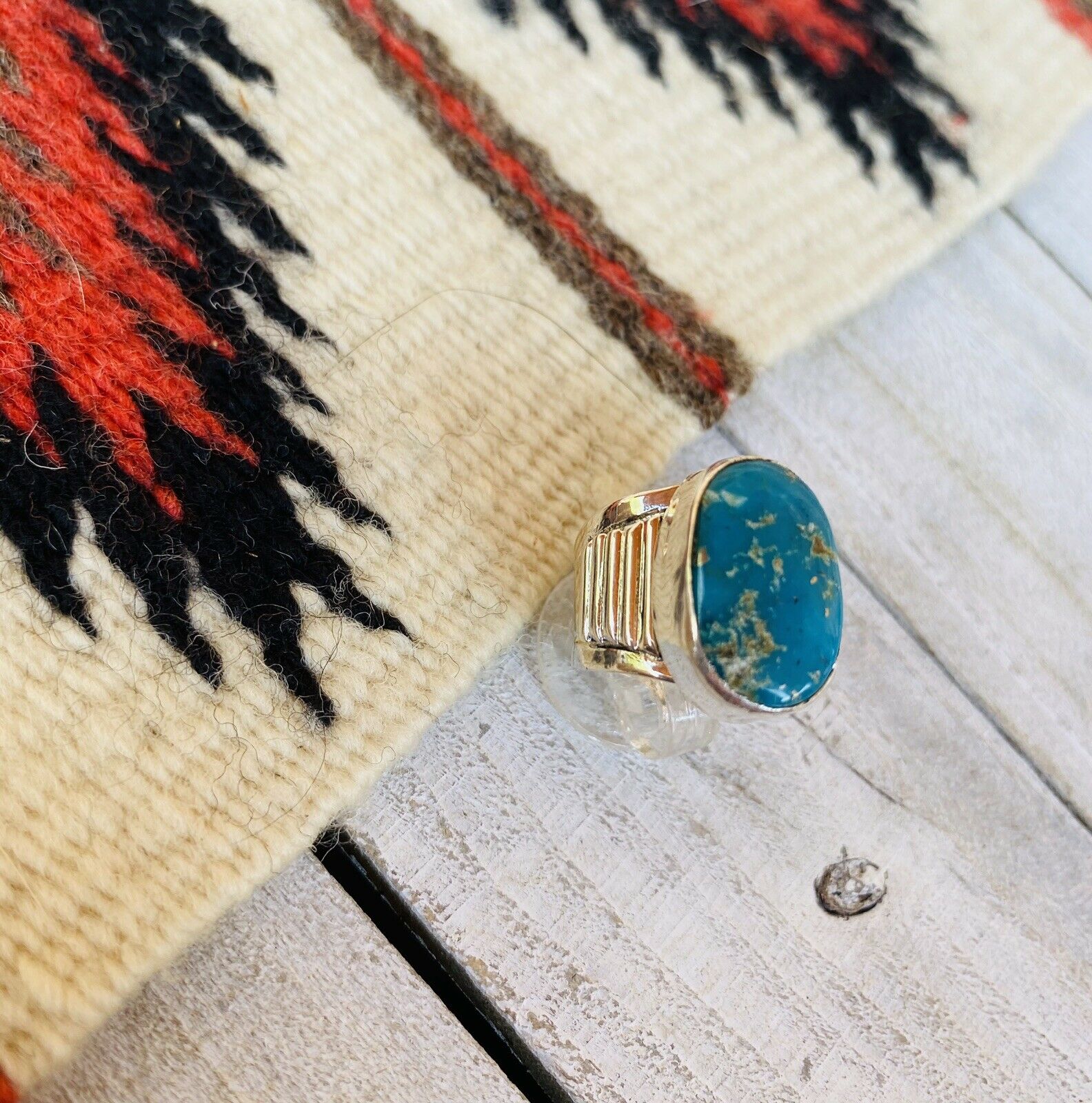 Handcrafted Sterling Silver & Royston Turquoise Cigar Band Rings
