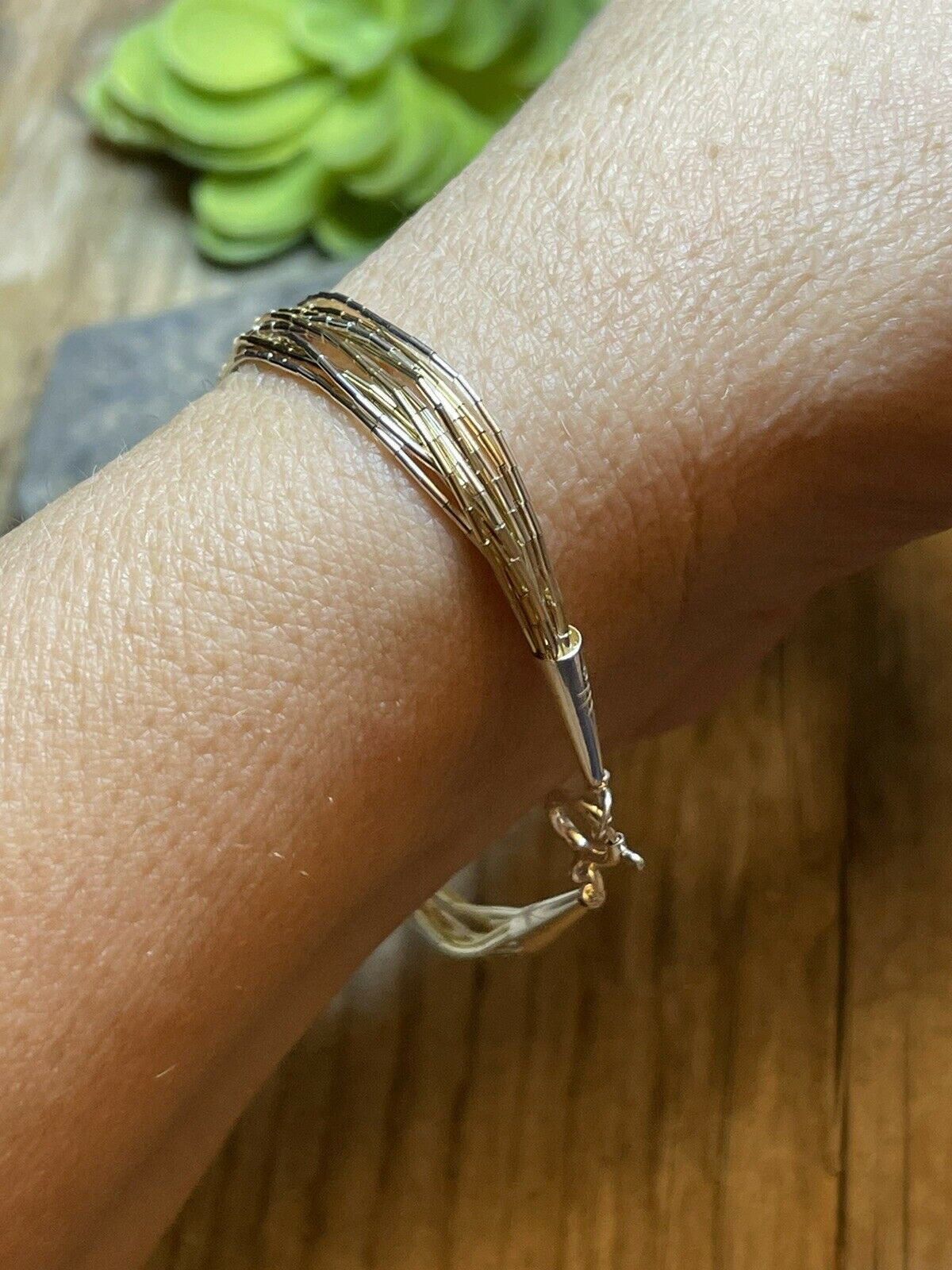 Handcrafted Delicate Liquid Silver Two Tone Bracelet