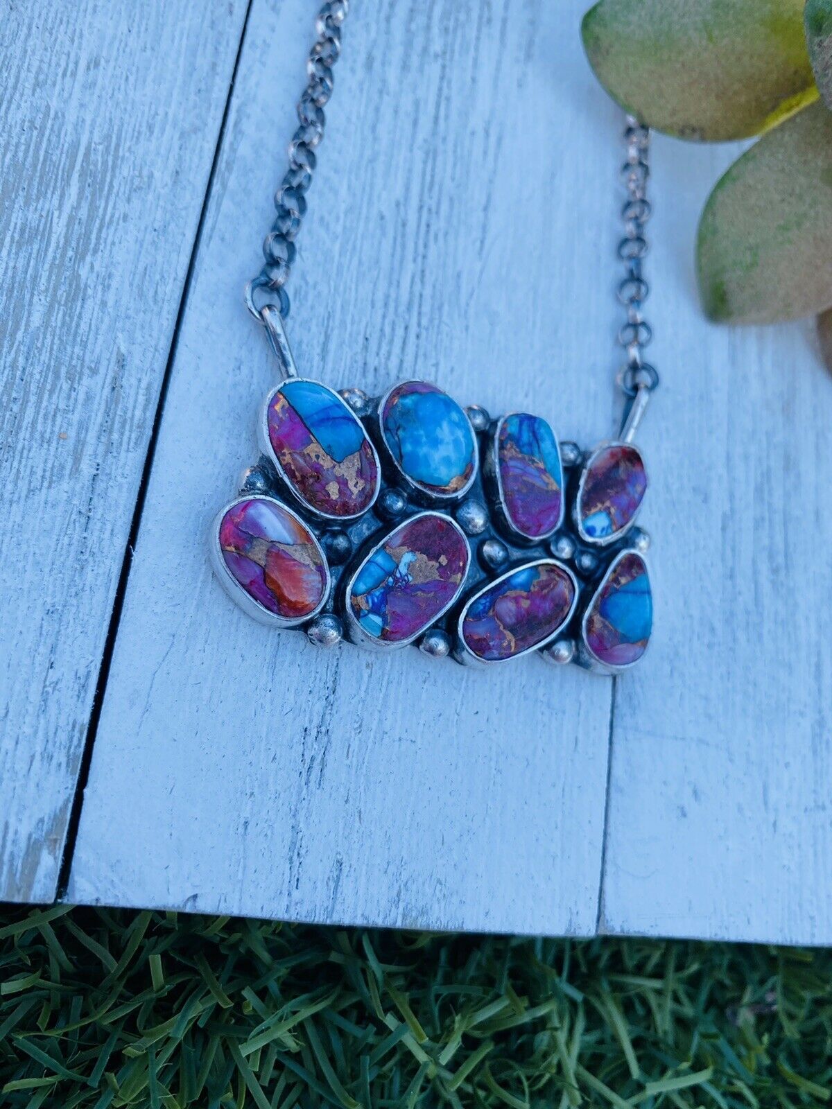 Handcrafted Sterling Silver & Pink Dream Mohave Necklace Signed