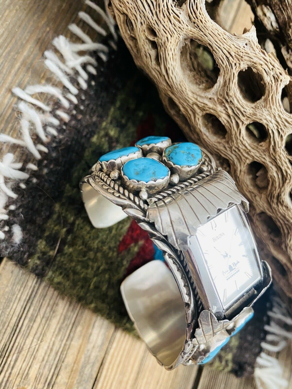 Handcrafted Vintage Old Pawn Kingman Turquoise & Sterling Silver Watch Cuff