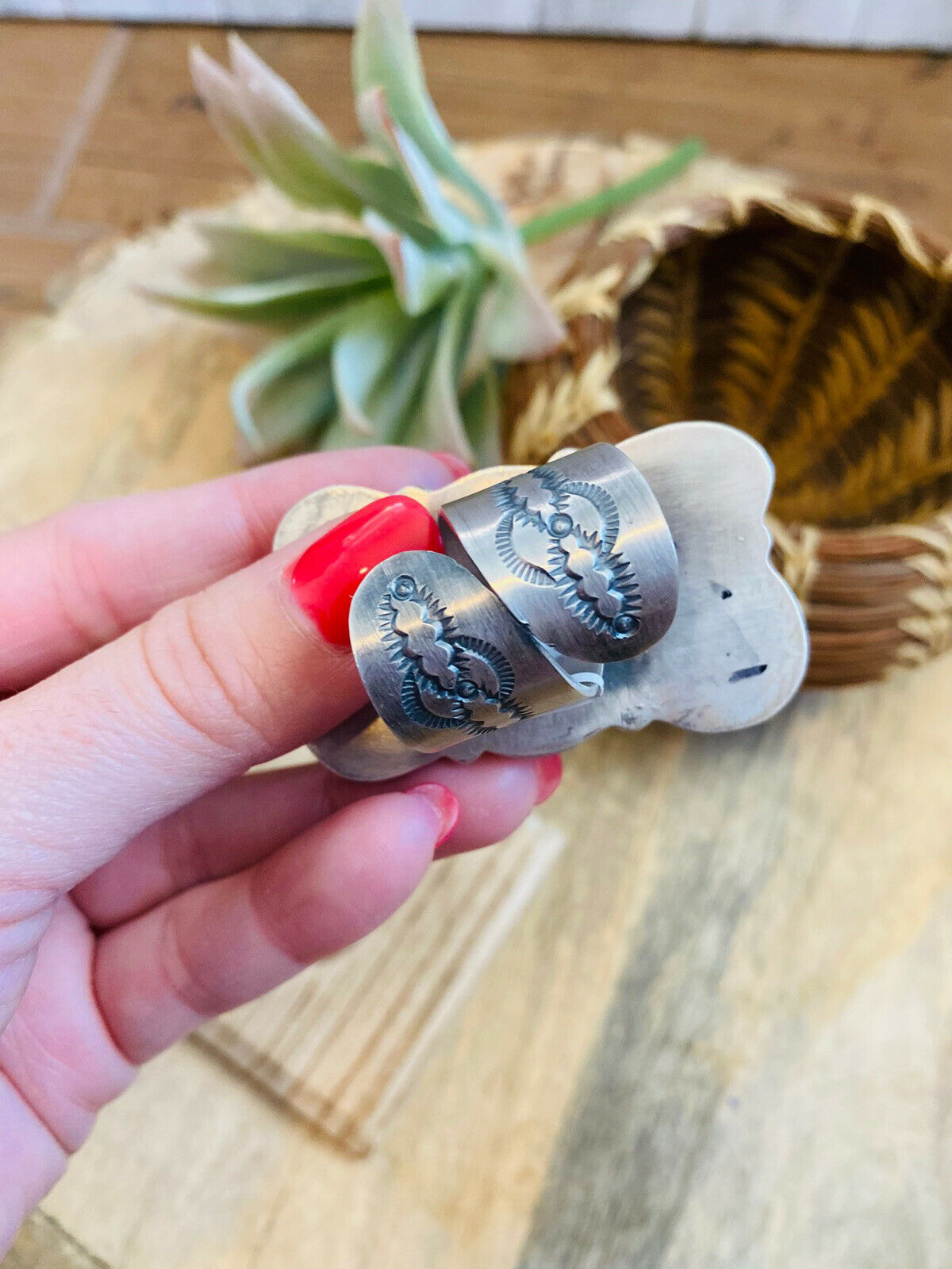 Handcrafted Kingman Turquoise & Sterling Silver Adjustable Ring Signed