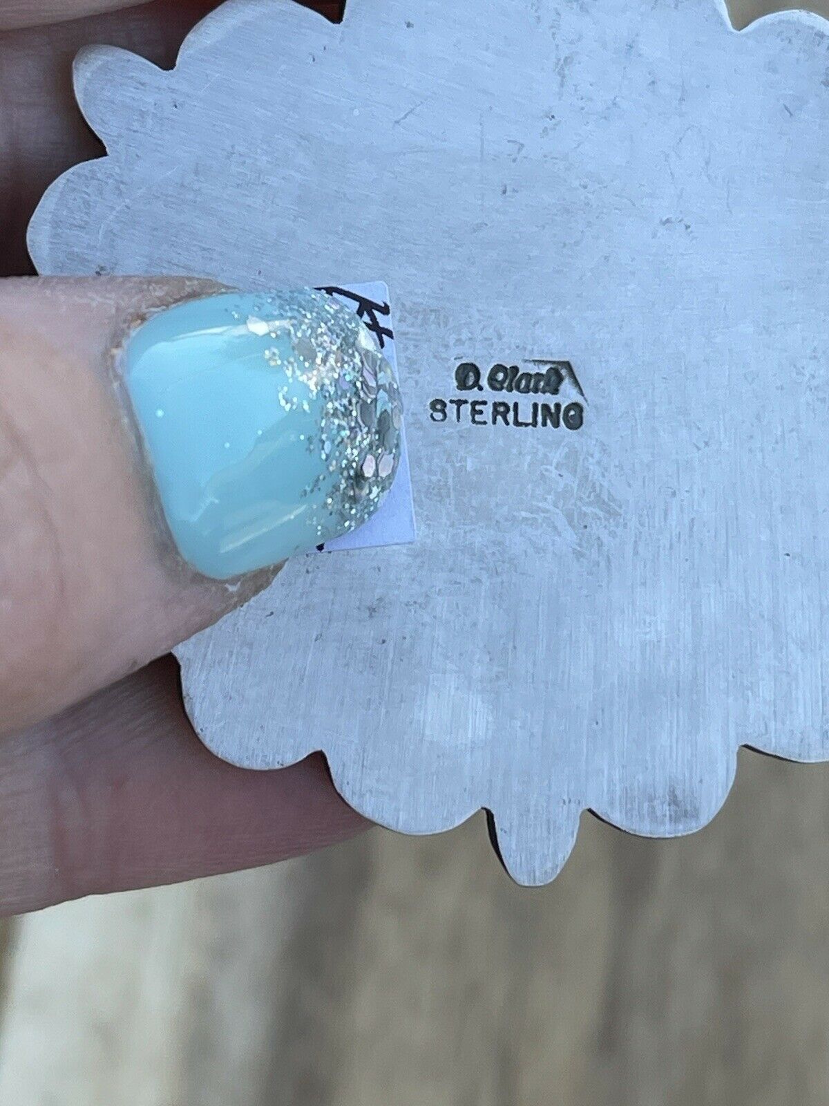 Handcrafted Kingman Web Turquoise & Red Coral Taos Ornate Pendant D. Clark