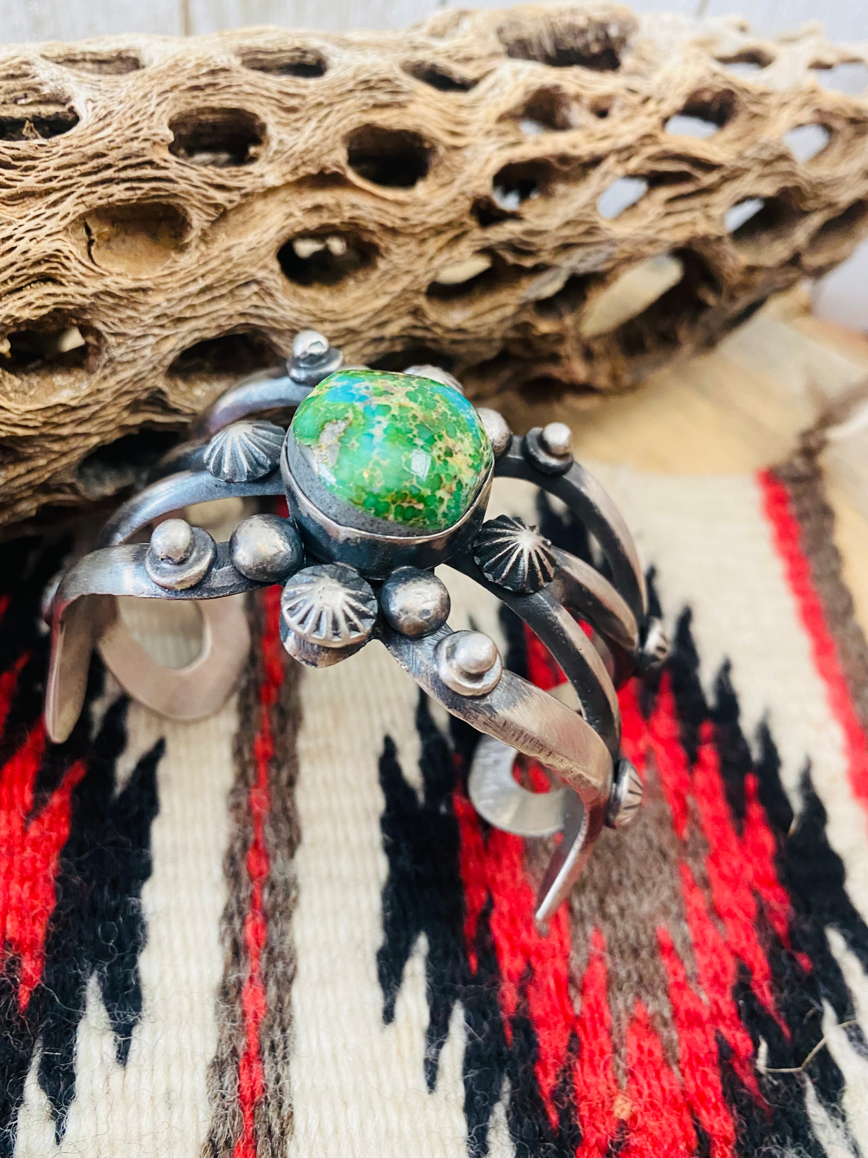 Handcrafted Sterling Silver & Sonoran Mountain Turquoise Cuff Bracelet by Chimney Butte