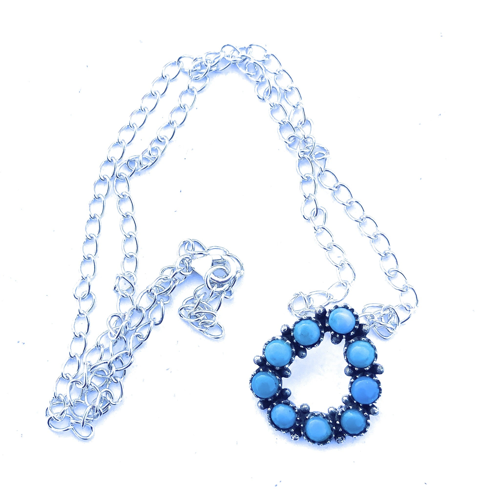 Handcrafted Sterling Silver & Turquoise Cluster Necklace