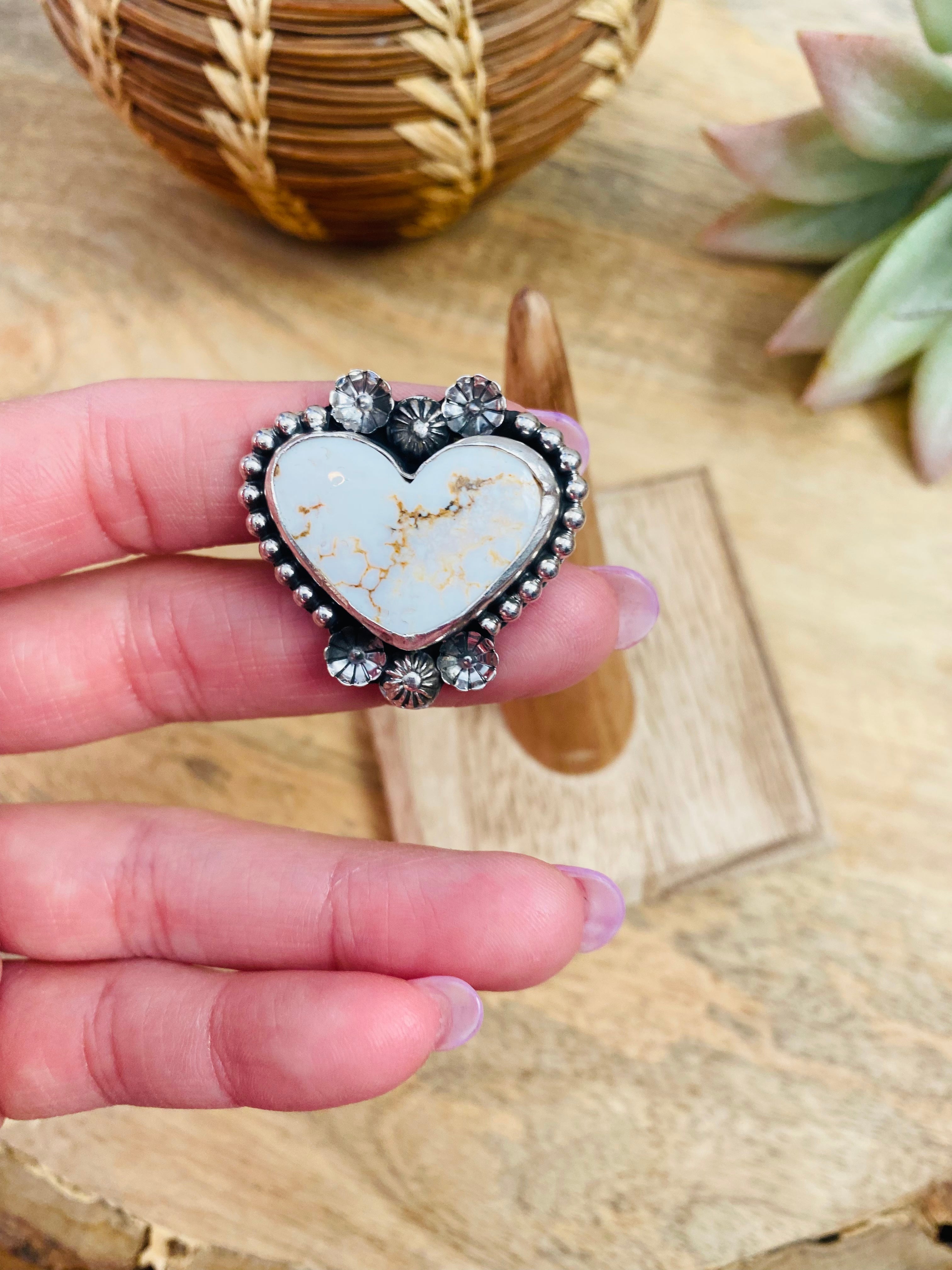 Handcrafted Sterling Silver & Wild Horse Heart Ring Size 11.5