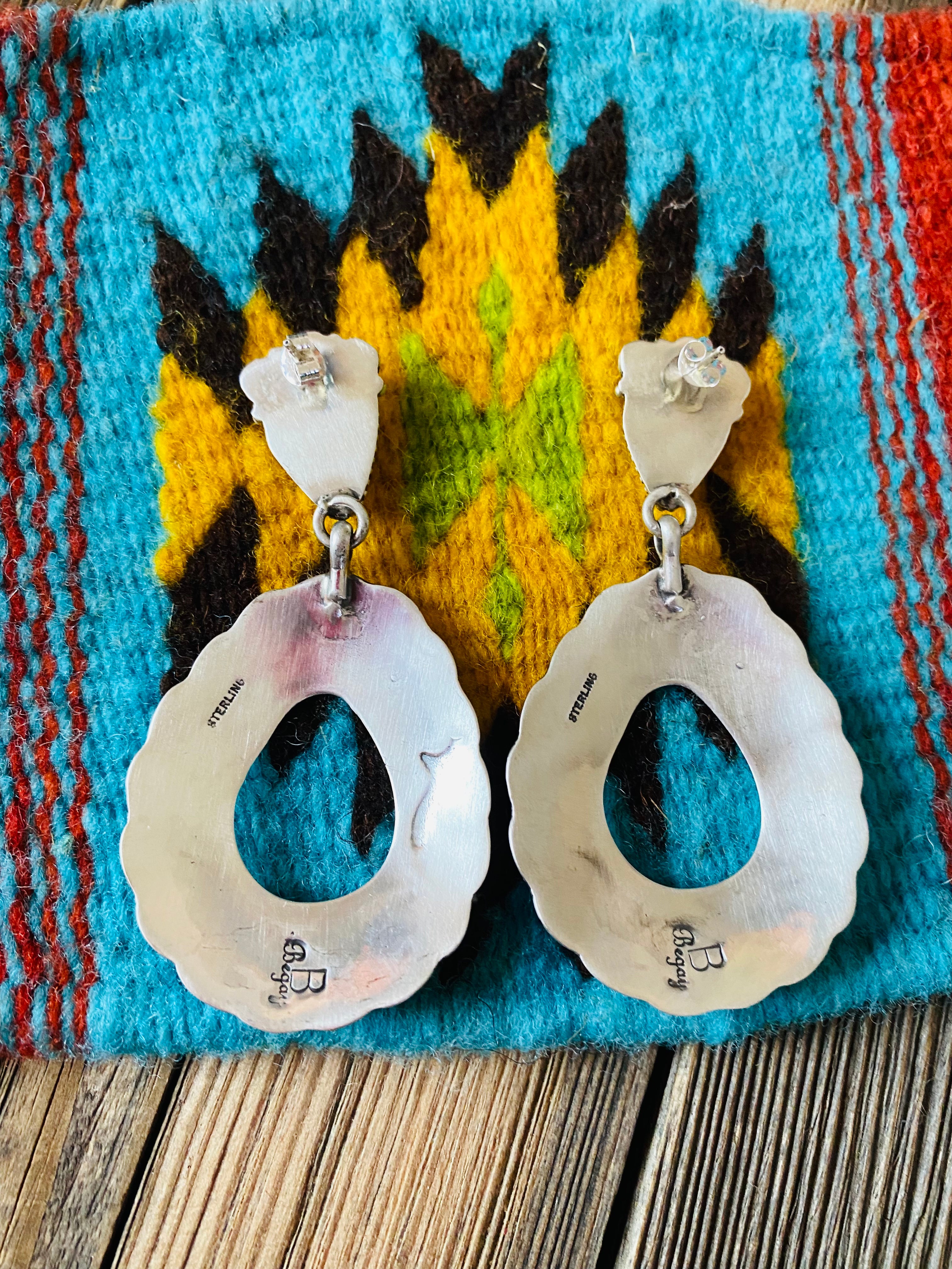 Handcrafted Turquoise & Sterling Silver Concho Dangle Earrings