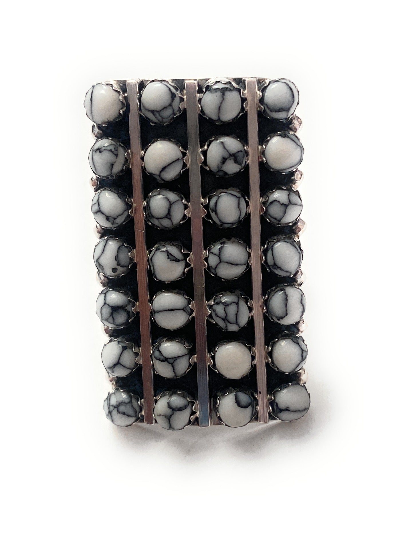 Handcrafted Sterling Silver & White Buffalo Snake Eye Ring