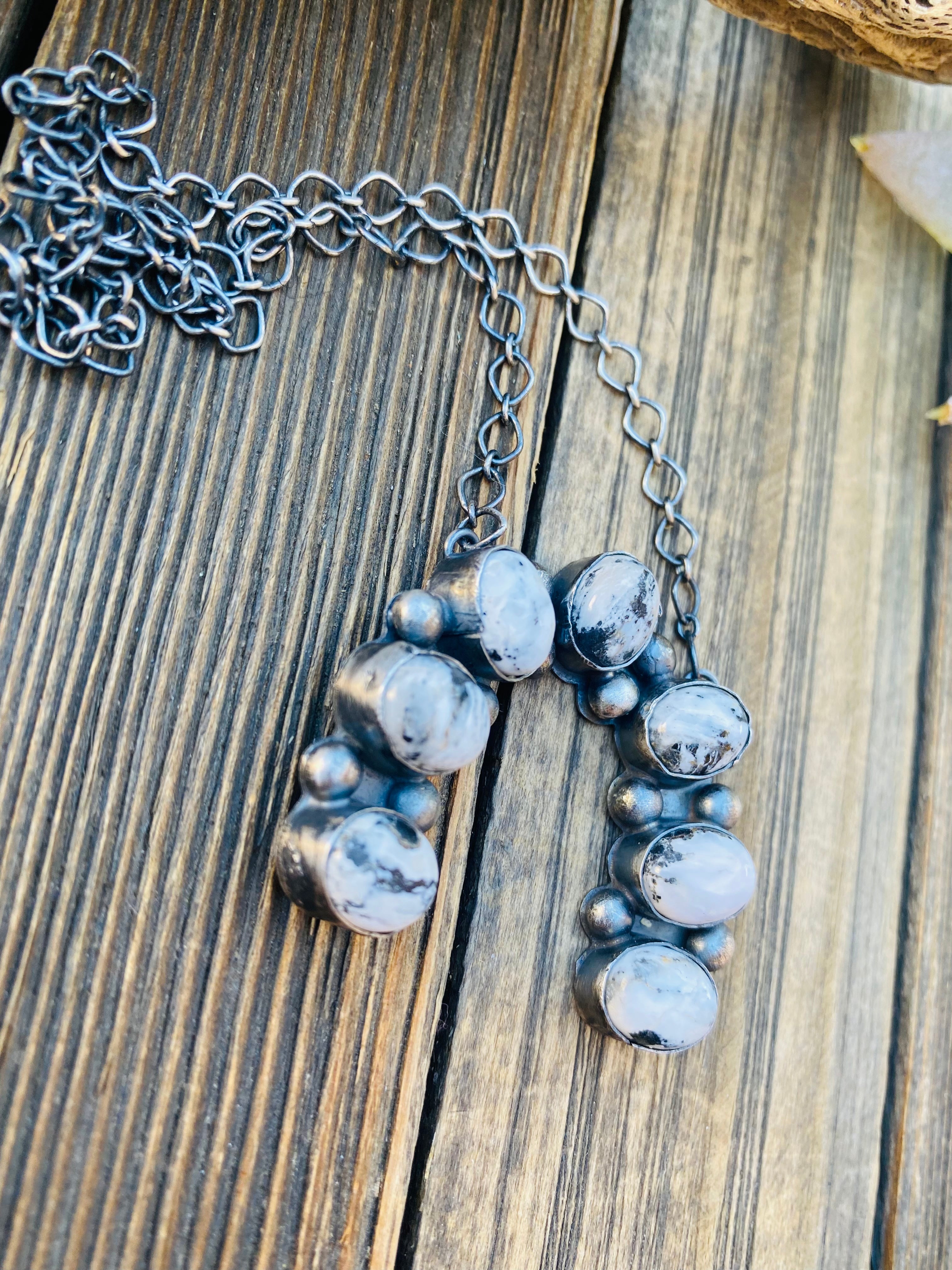 Handcrafted Sterling Silver & White Buffalo Naja Necklace Signed