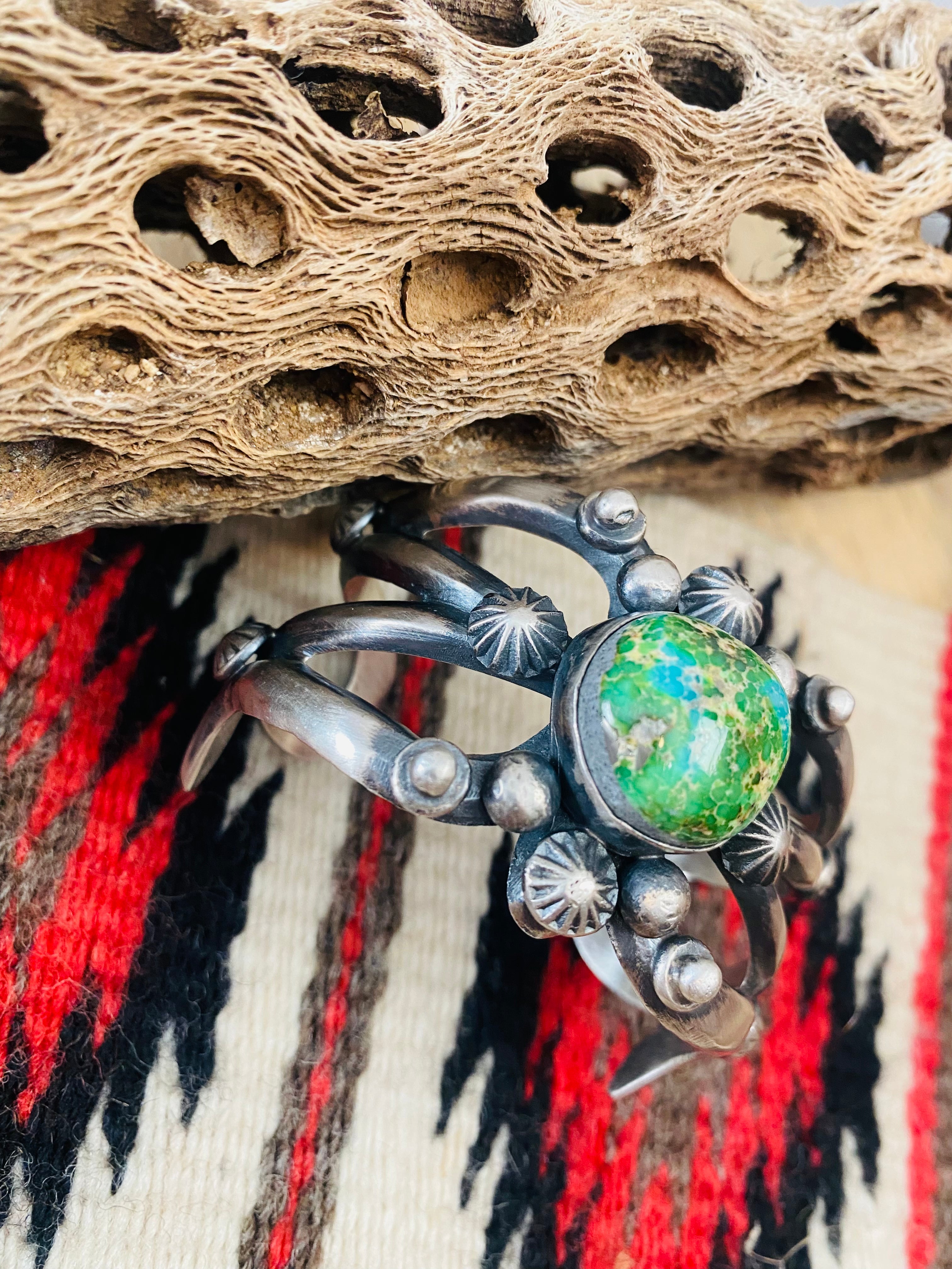 Handcrafted Sterling Silver & Sonoran Mountain Turquoise Cuff Bracelet by Chimney Butte