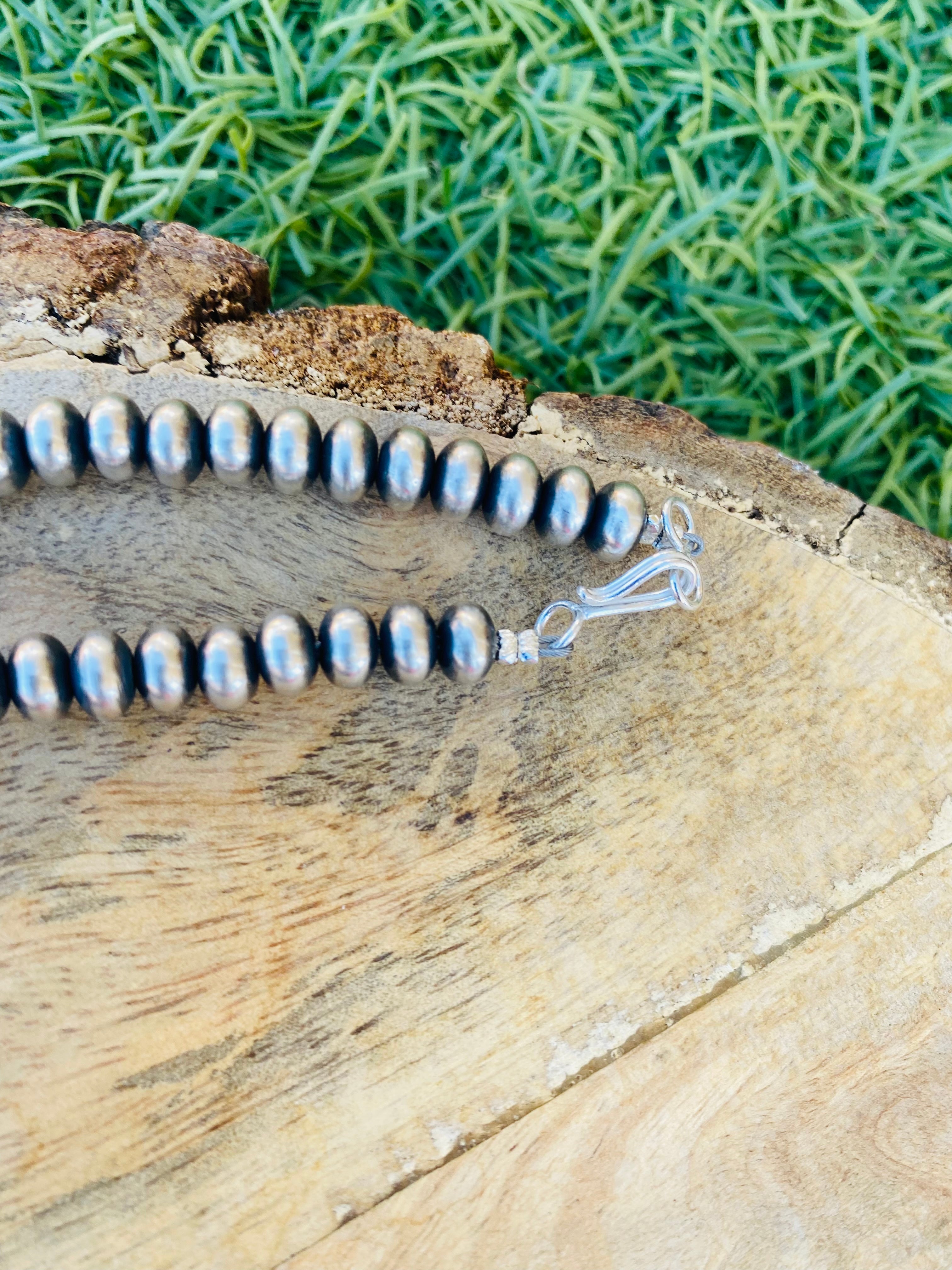 Handcrafted Sterling Silver & Royston Turquoise Squash Necklace Set Signed