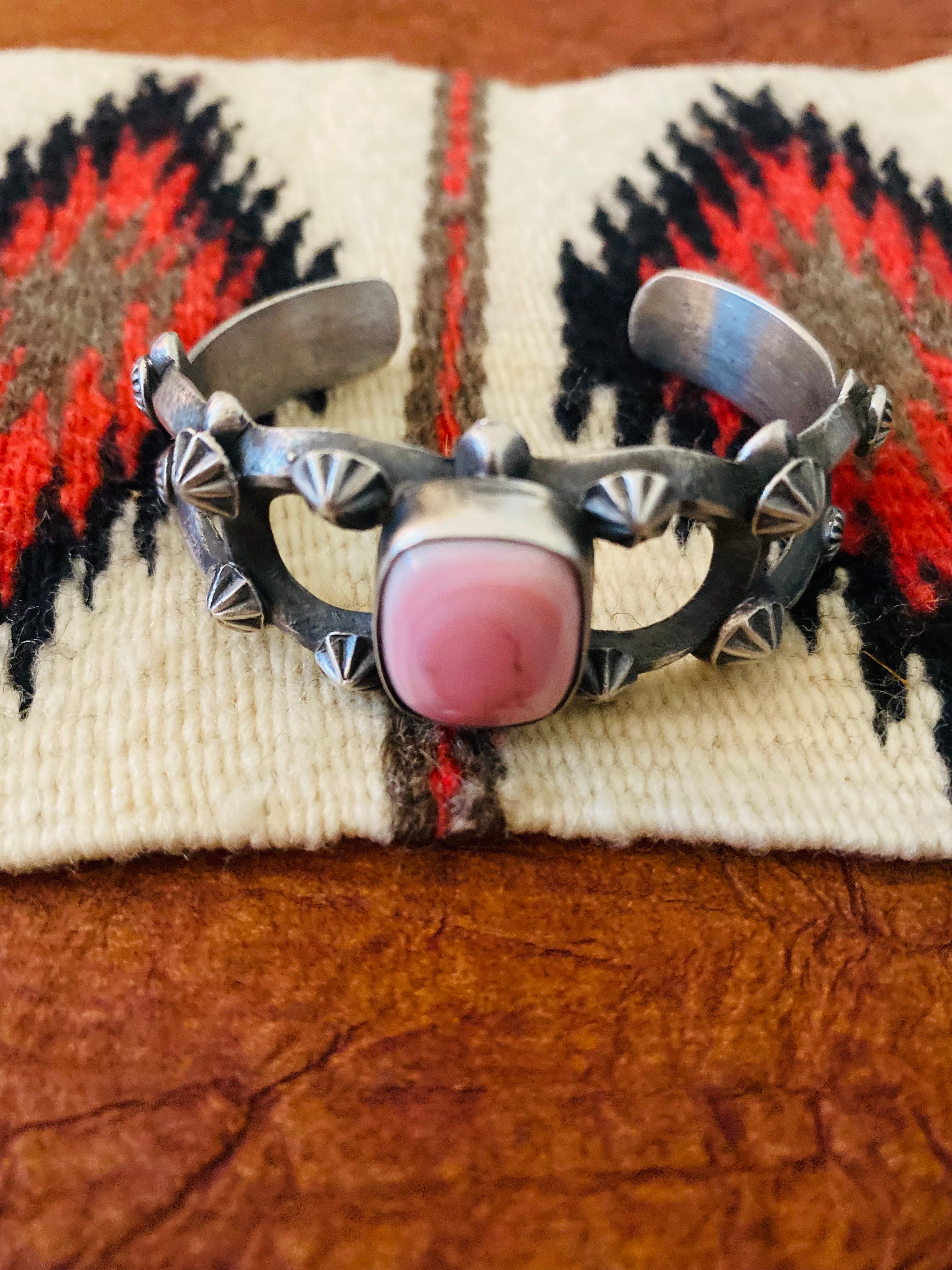 Queen Pink Conch Shell & Sterling Silver Cuff Bracelet By Chimney Butte /