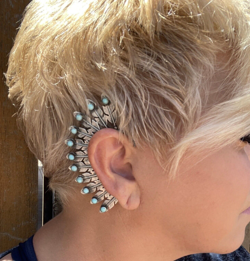 Handcrafted Sterling Silver Feather Cuff Earring