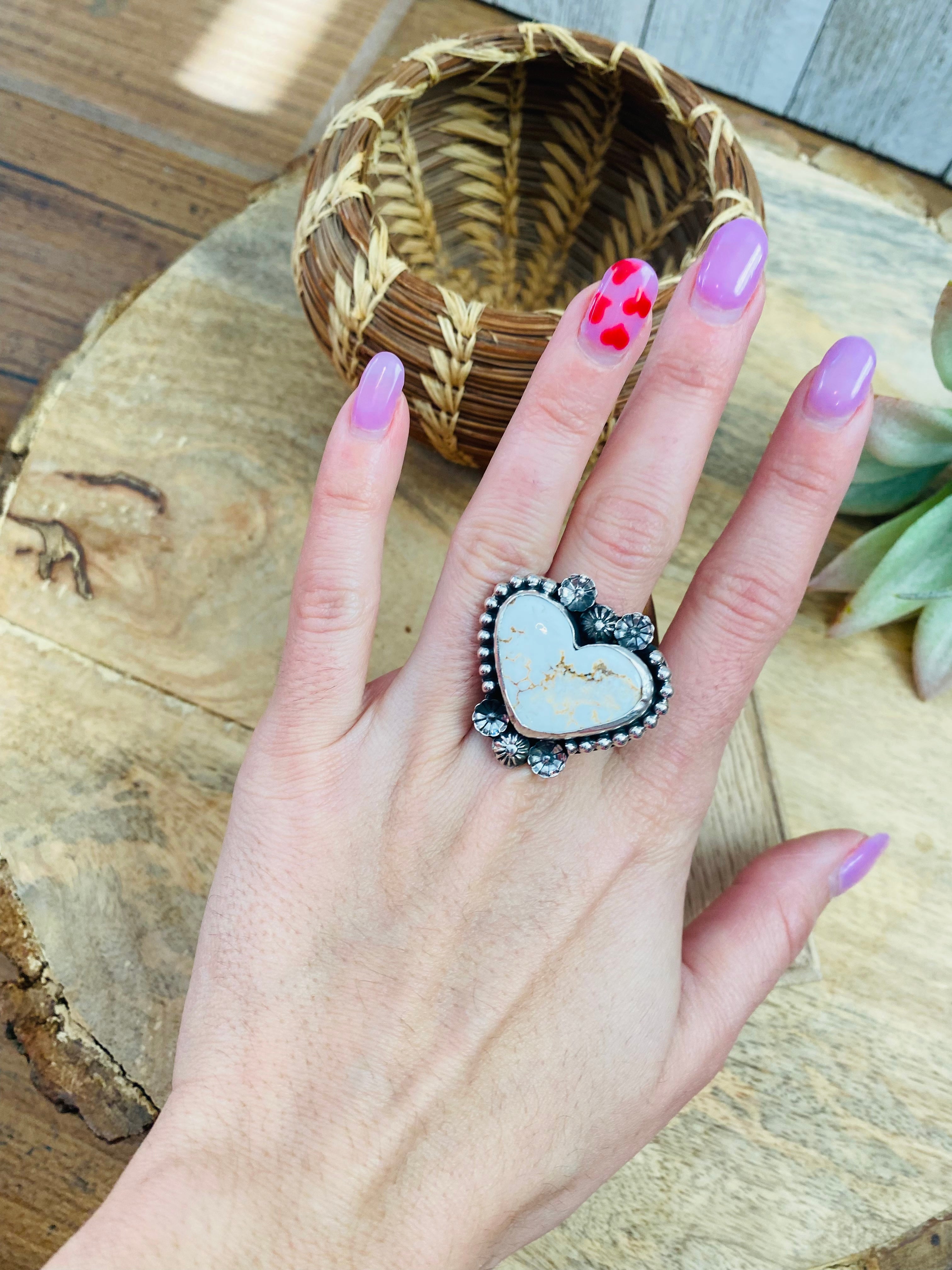 Handcrafted Sterling Silver & Wild Horse Heart Ring Size 11.5