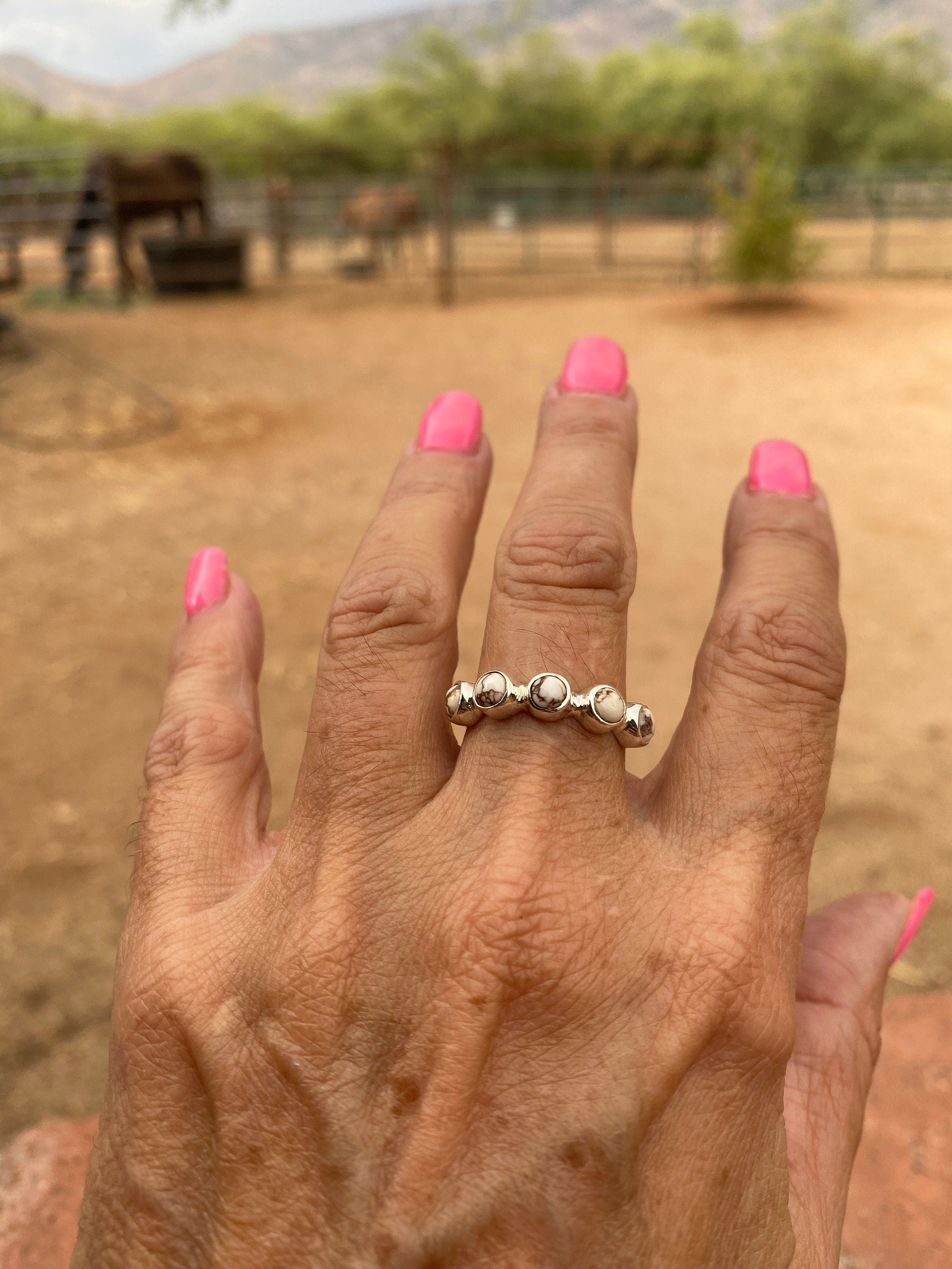 Wild Horse & Sterling Silver Stacker Band