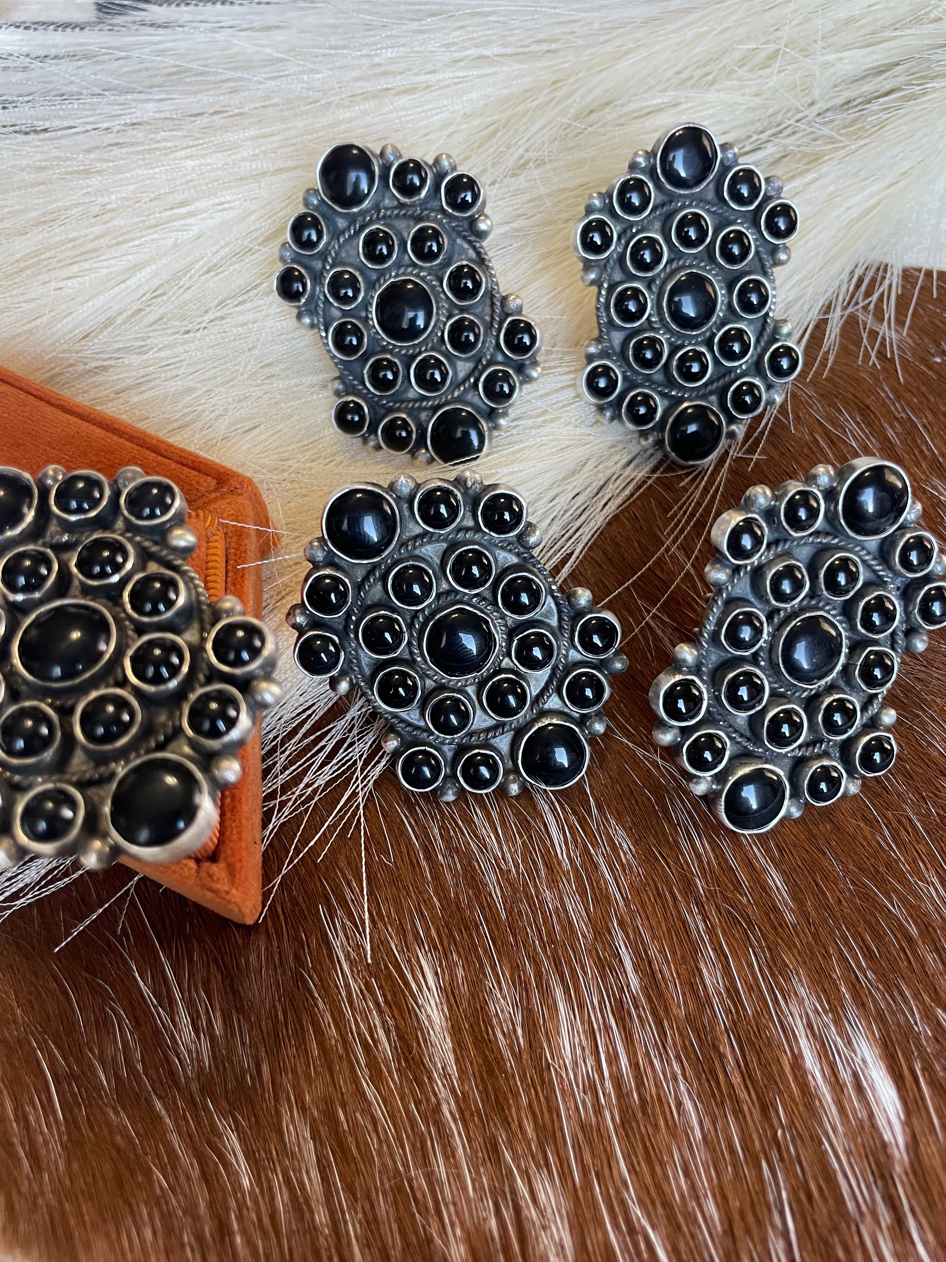 Handcrafted Sterling Silver Black Onyx Adjustable Statement Ring