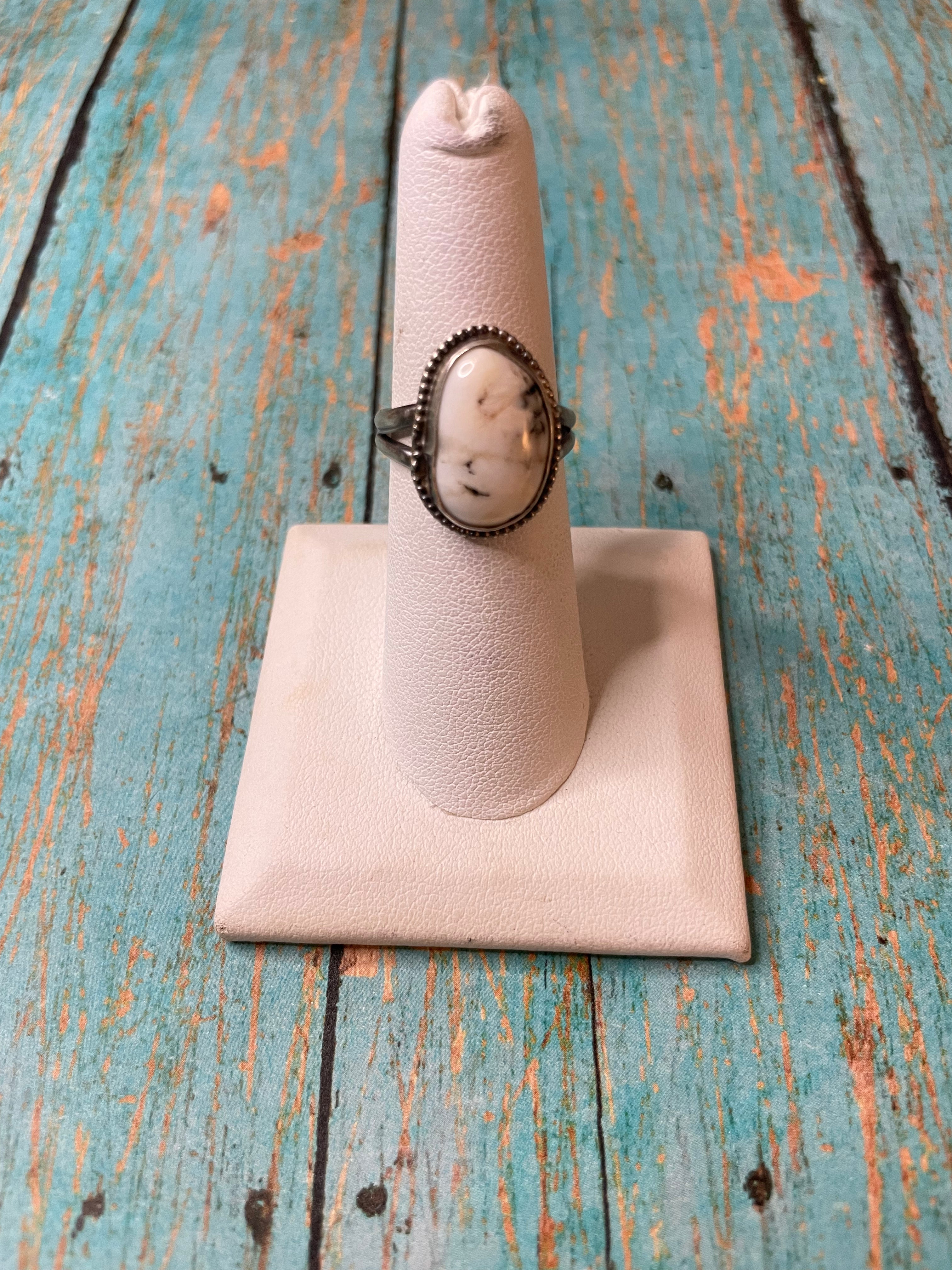 Handcrafted Sterling Silver & White Buffalo Ring