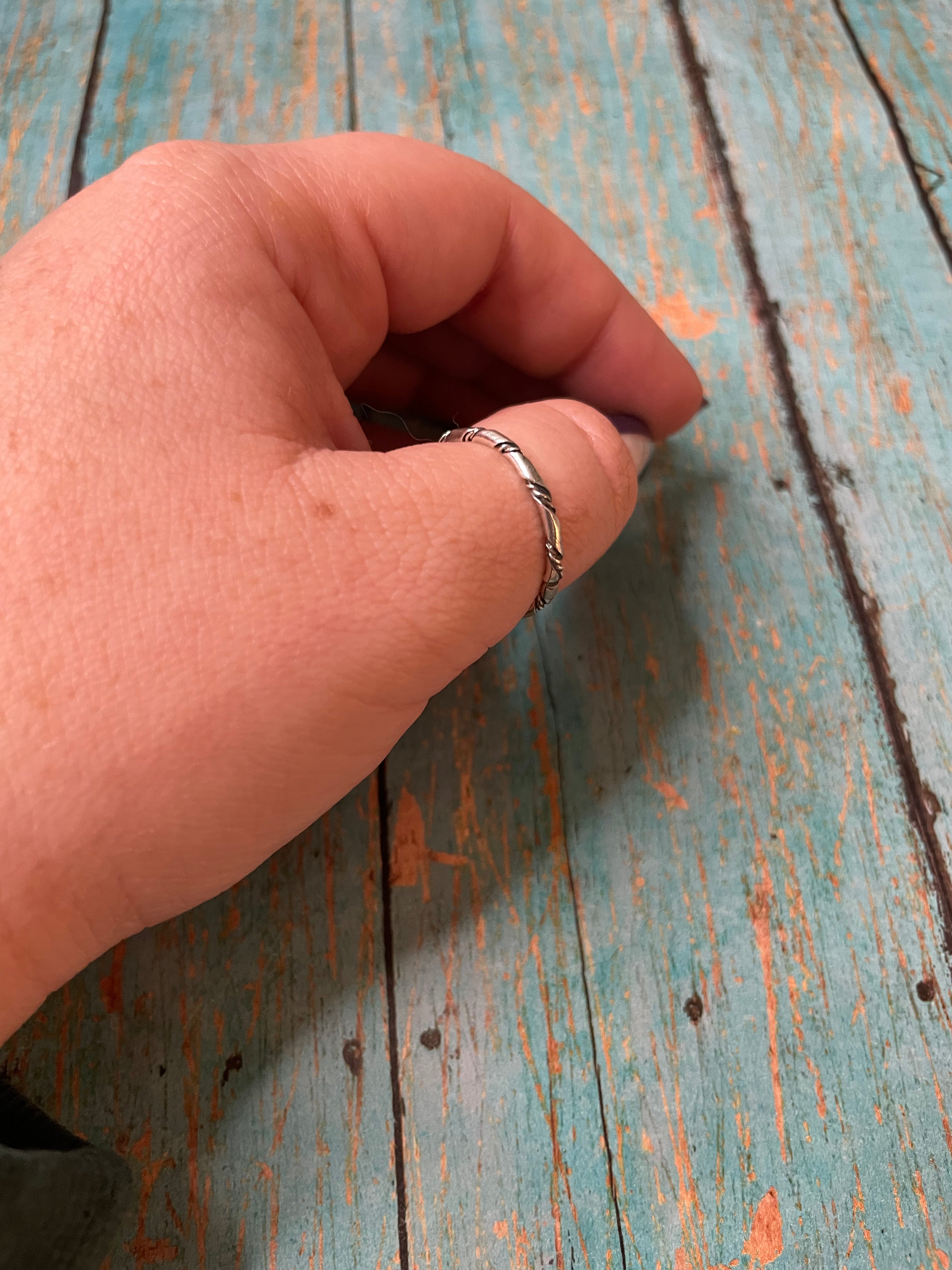 Handcrafted Sterling Silver Thin Twisted Bands SK8