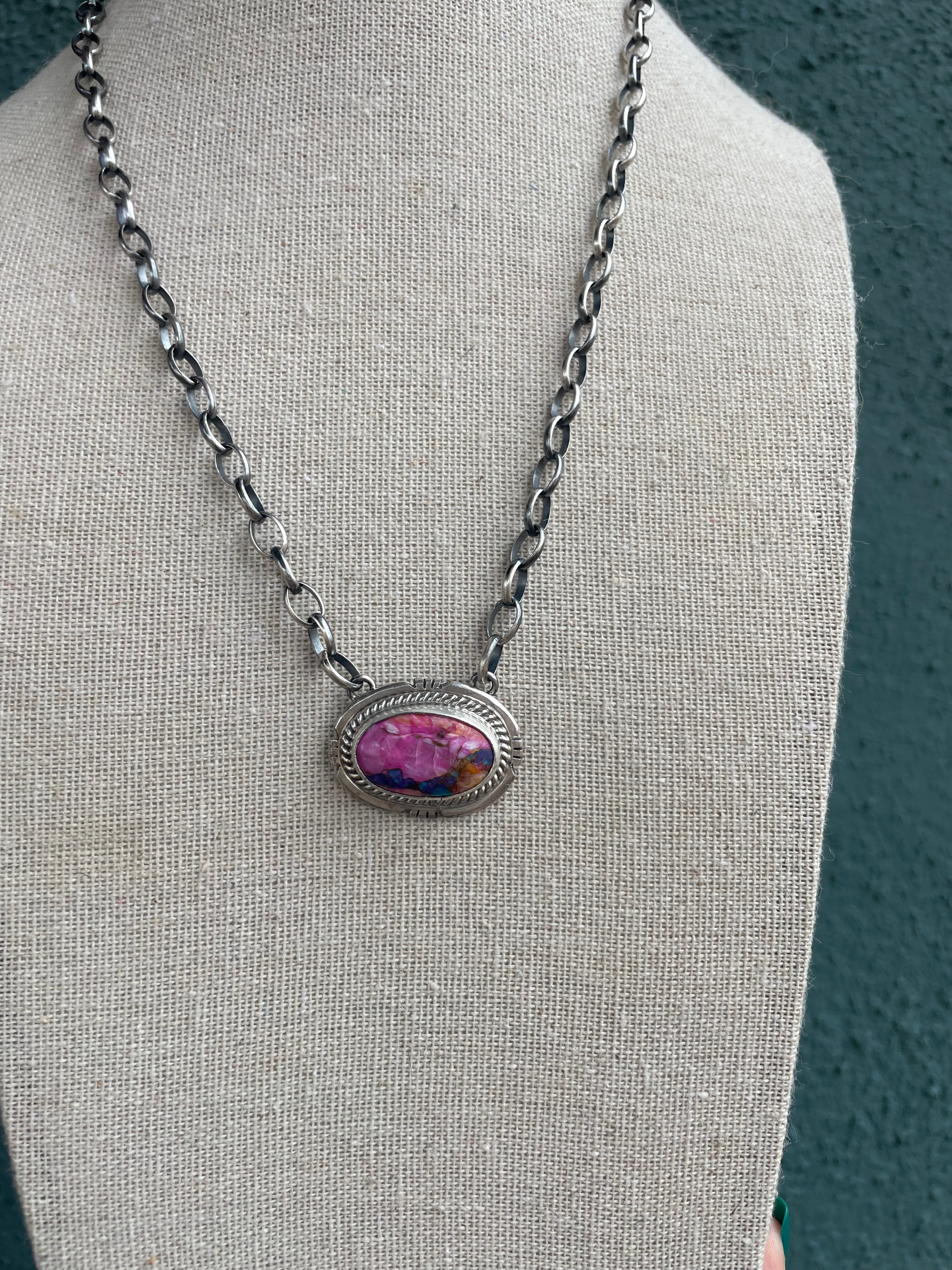 Sterling Silver & Pink Dream Mojave Necklace Signed