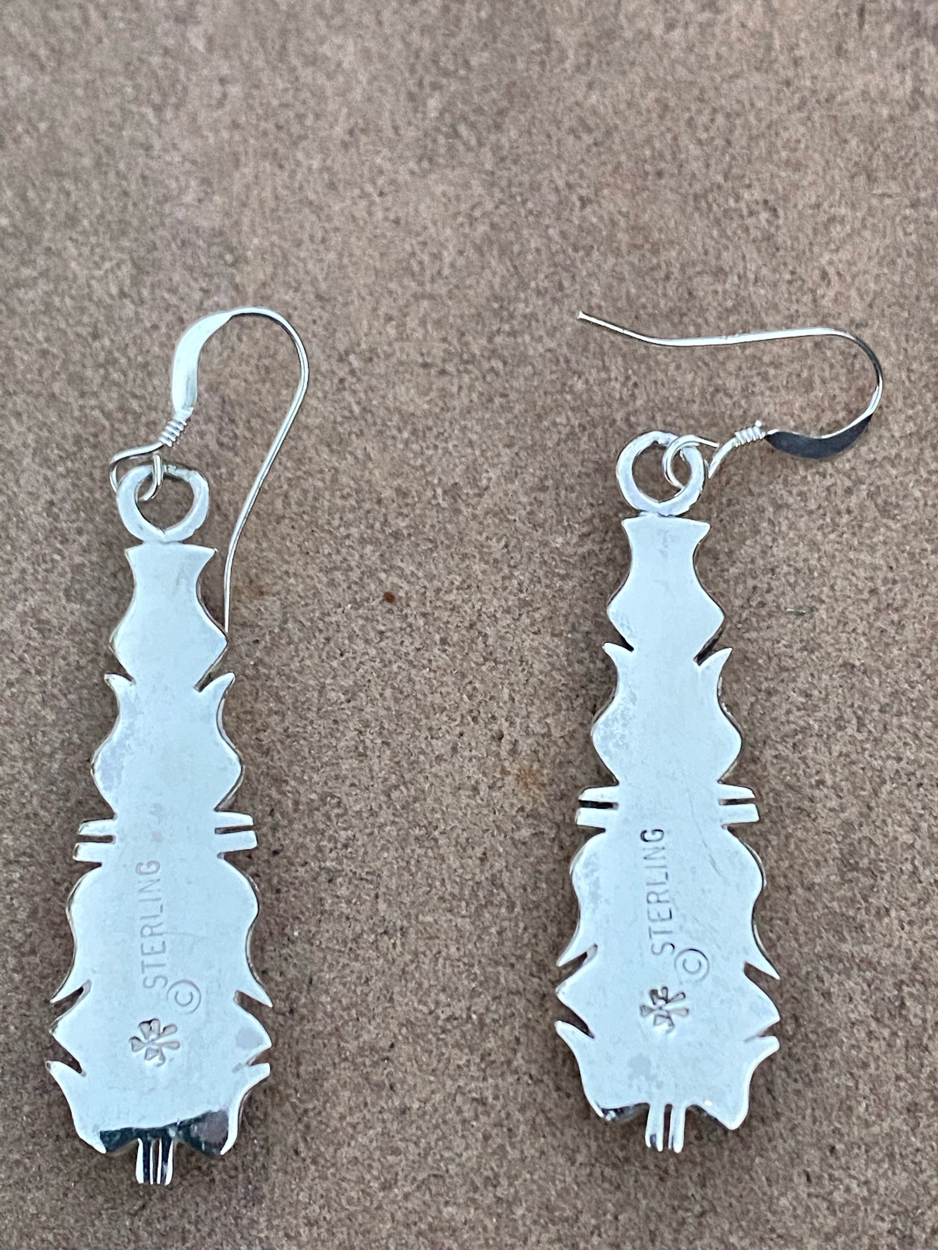 Handcrafted Lapis, Turquoise, Jagged Dangle Earrings