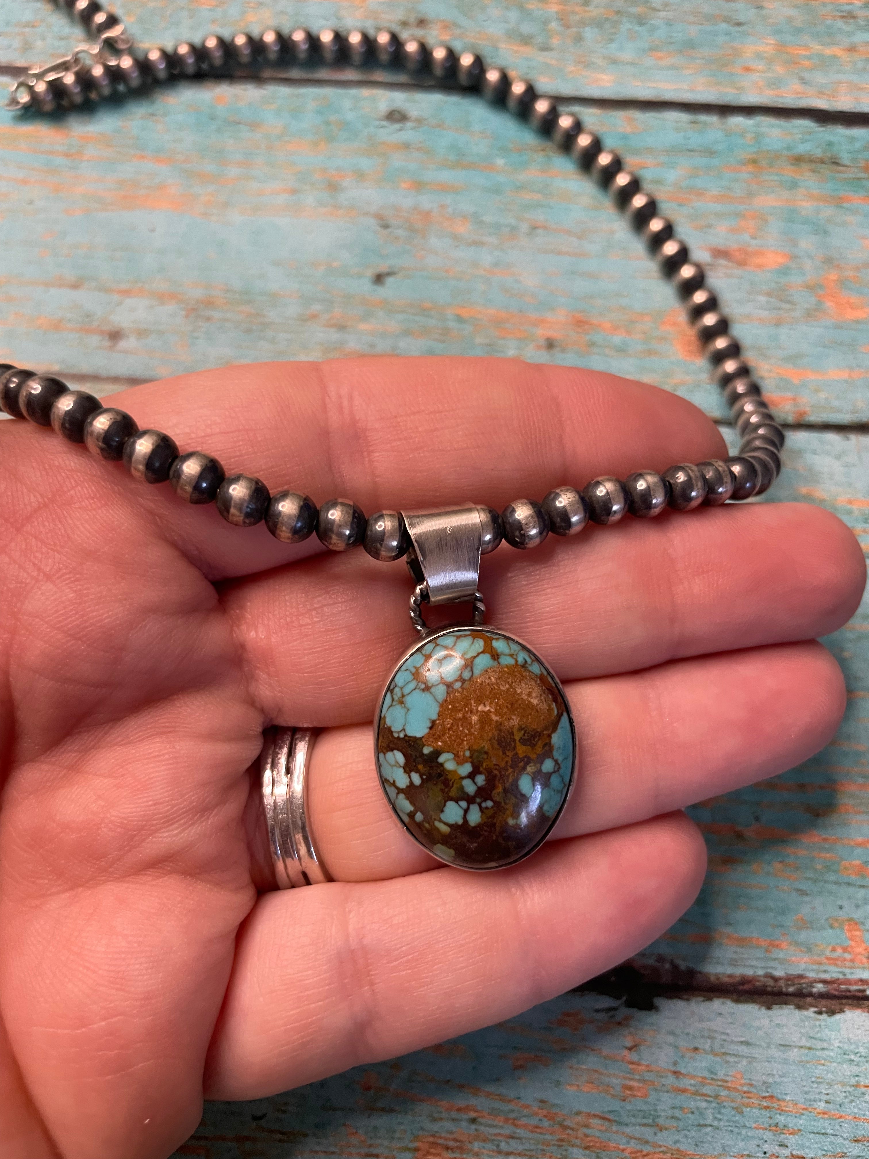 Handcrafted Turquoise And Sterling Silver Pendant