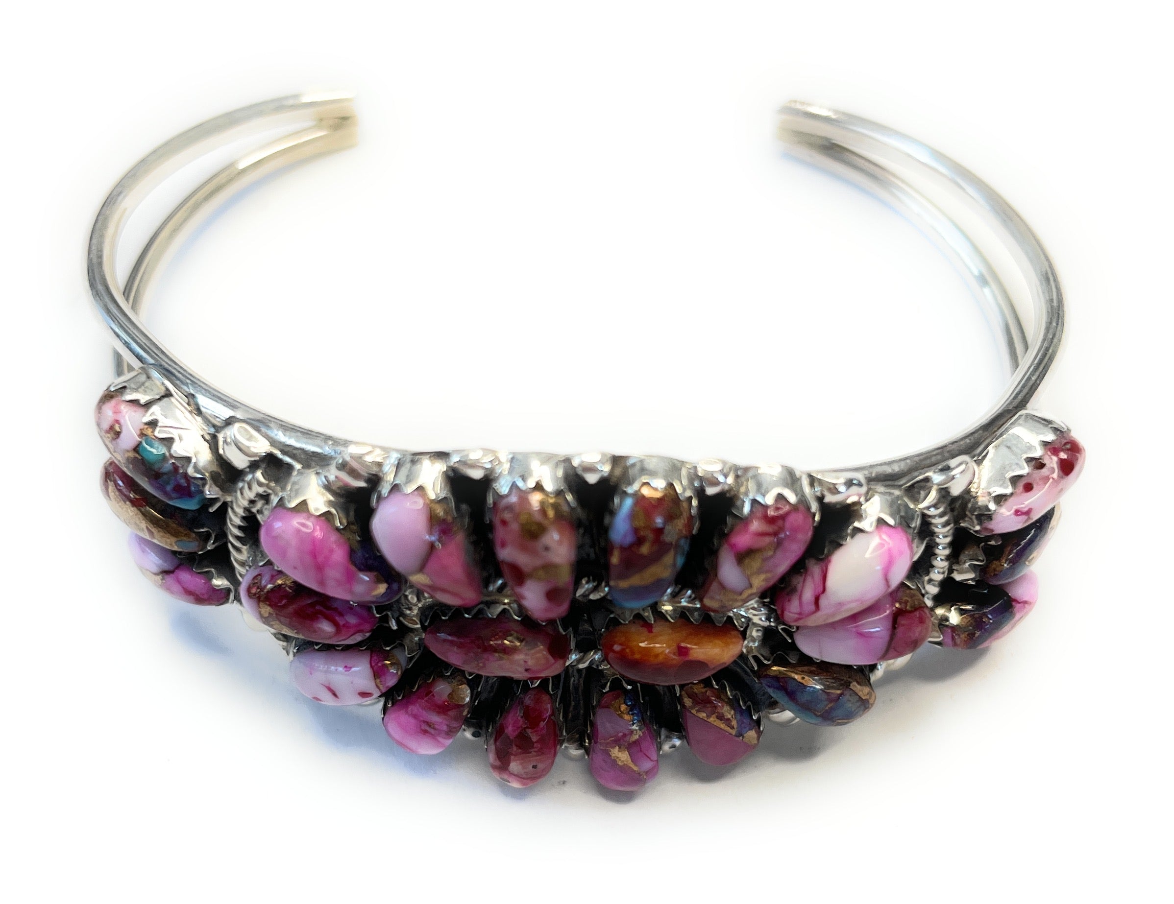 Handcrafted Purple Dream And Sterling Silver Cluster Bracelet Cuff by Juliana Williams