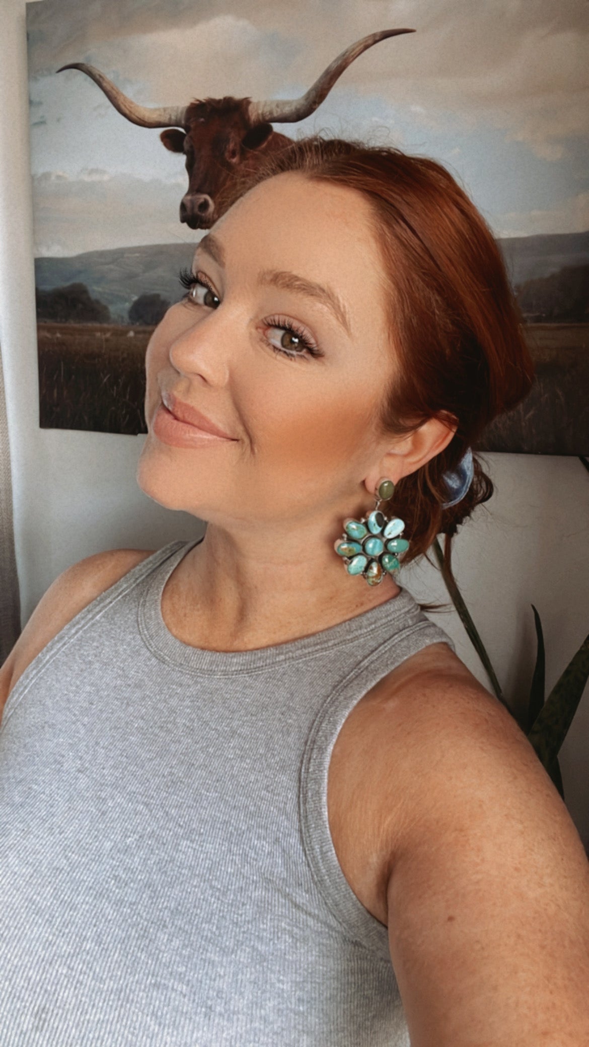 Handcrafted Sterling Silver And Multi Stone Turquoise Dangle Earrings Signed Sheila Becenti