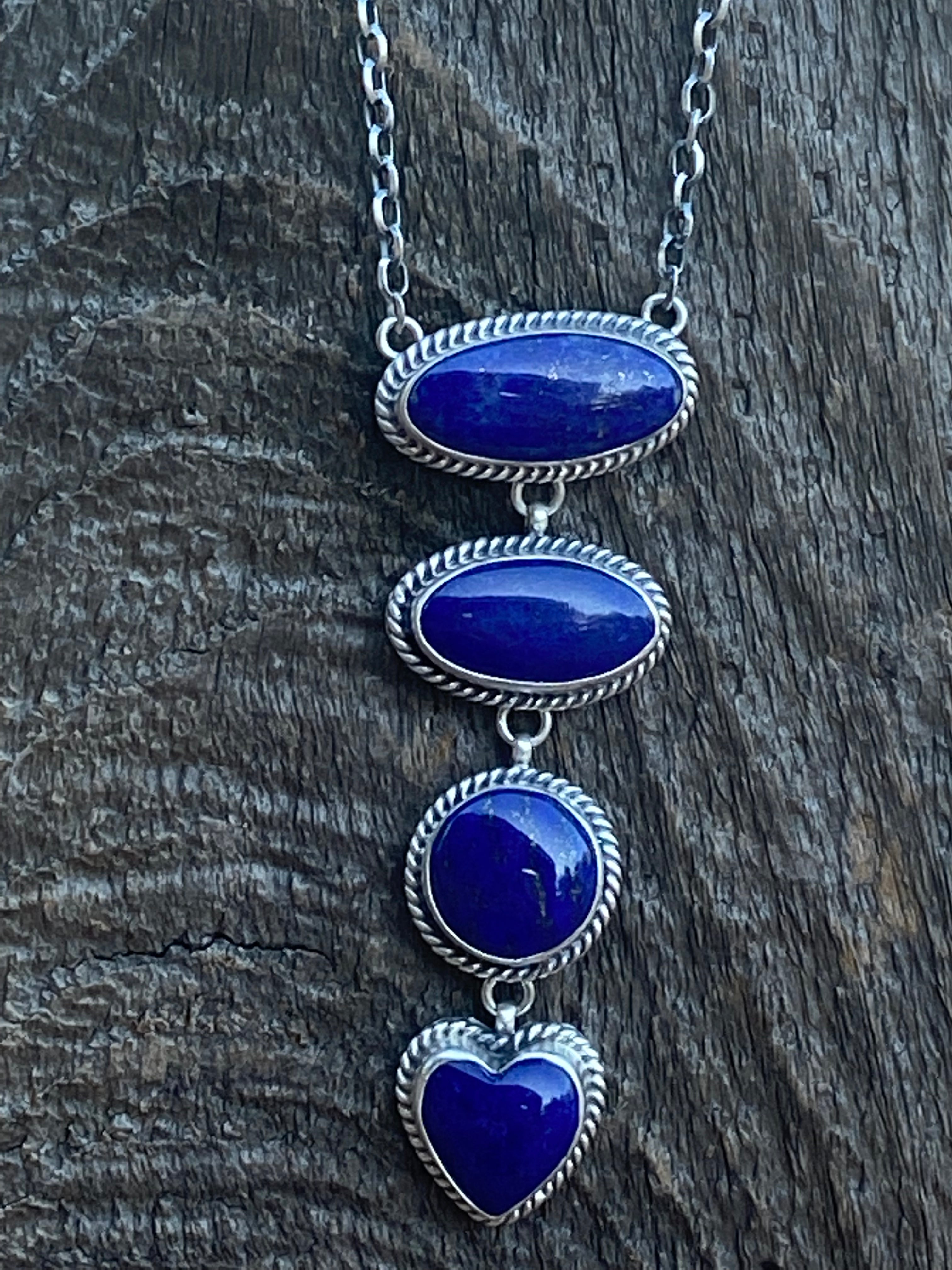 Handcrafted Sterling Silver & Lapis Drop Necklace