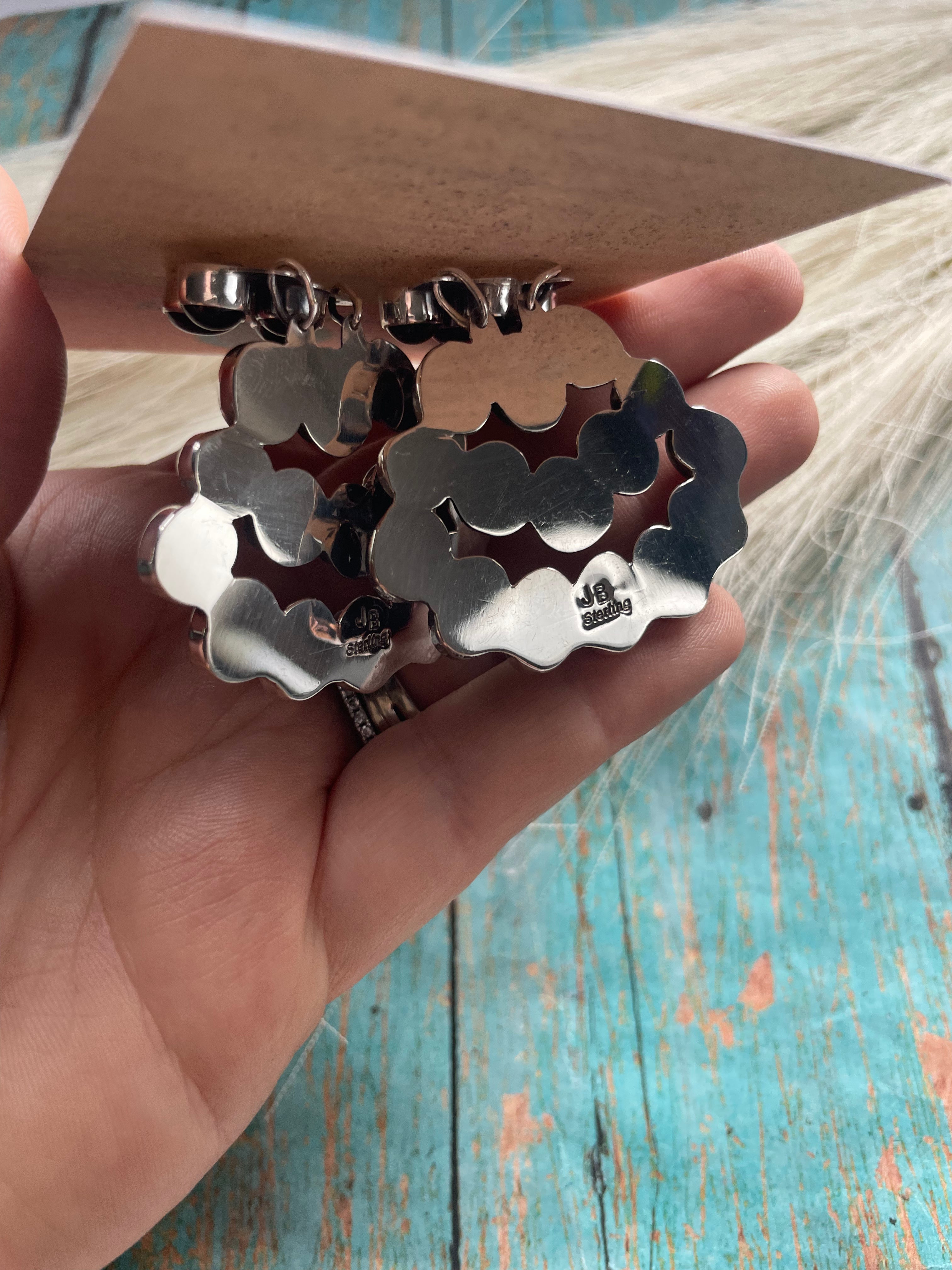 Handcrafted Sterling Silver & Black Onyx Dangle Earrings Signed