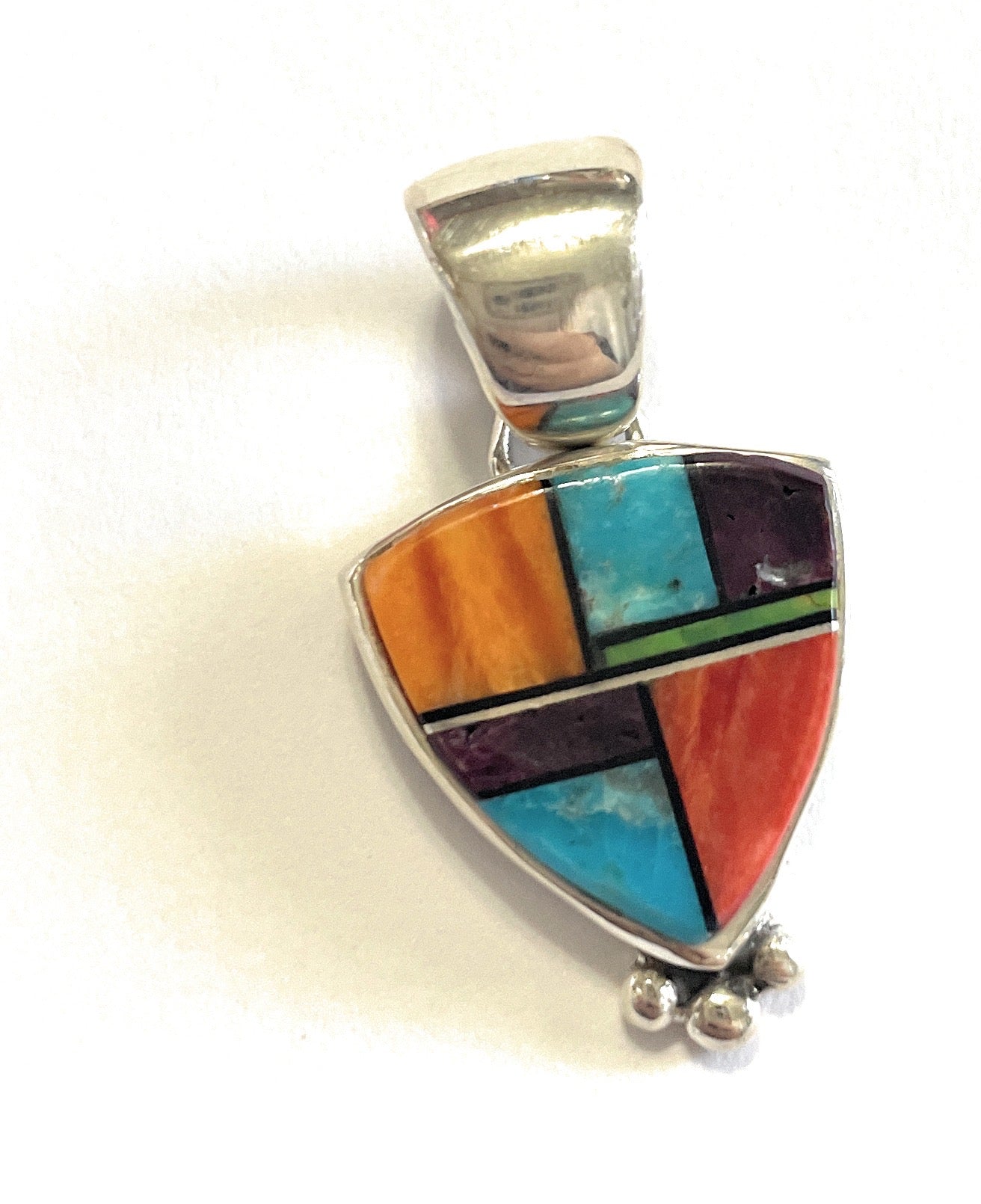 Handcrafted Multi Stone Inlay & Sterling Silver Pendant