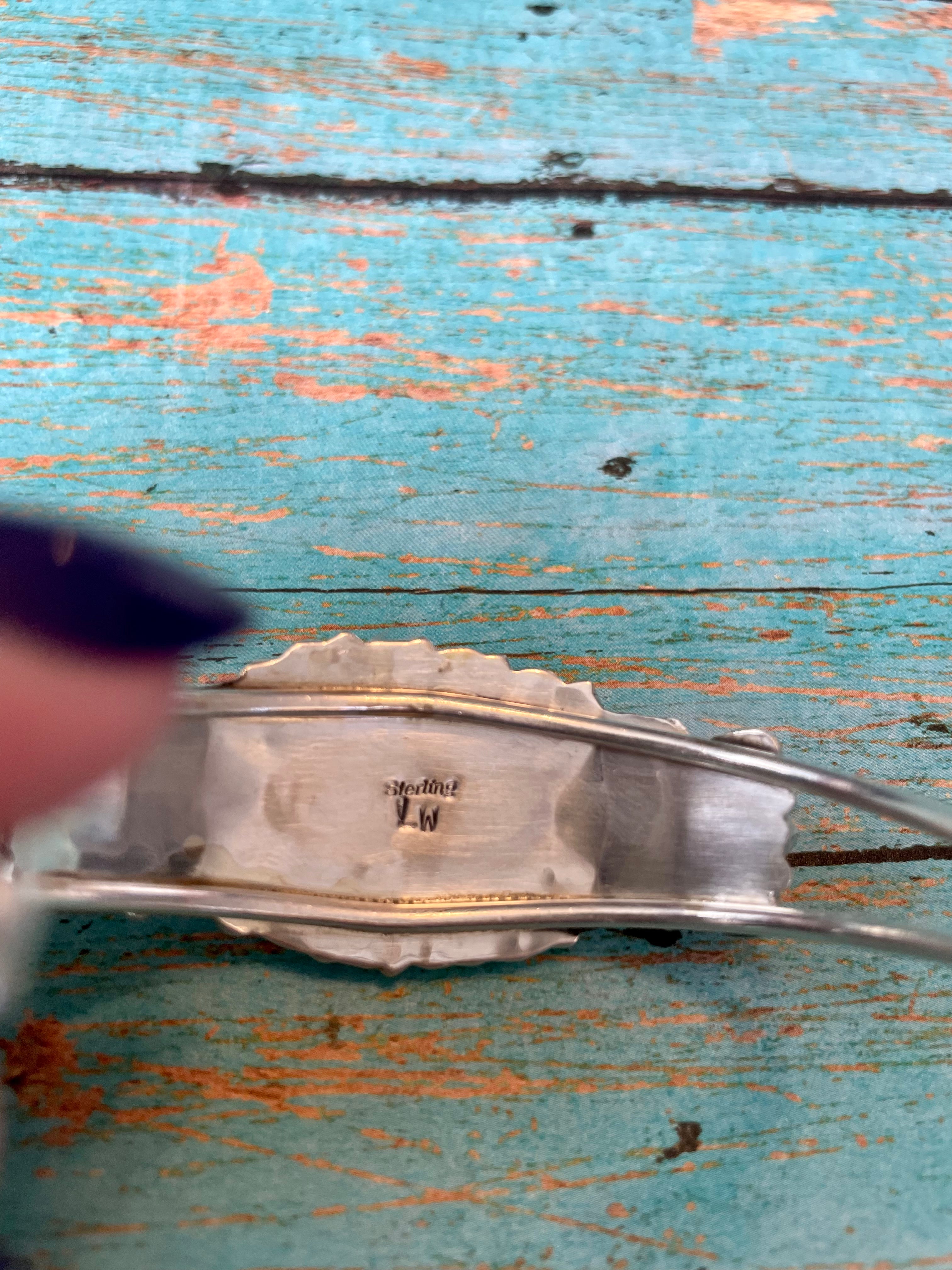 Handcrafted Spice Mojave And Sterling Silver Cluster Adjustable Cuff Bracelet
