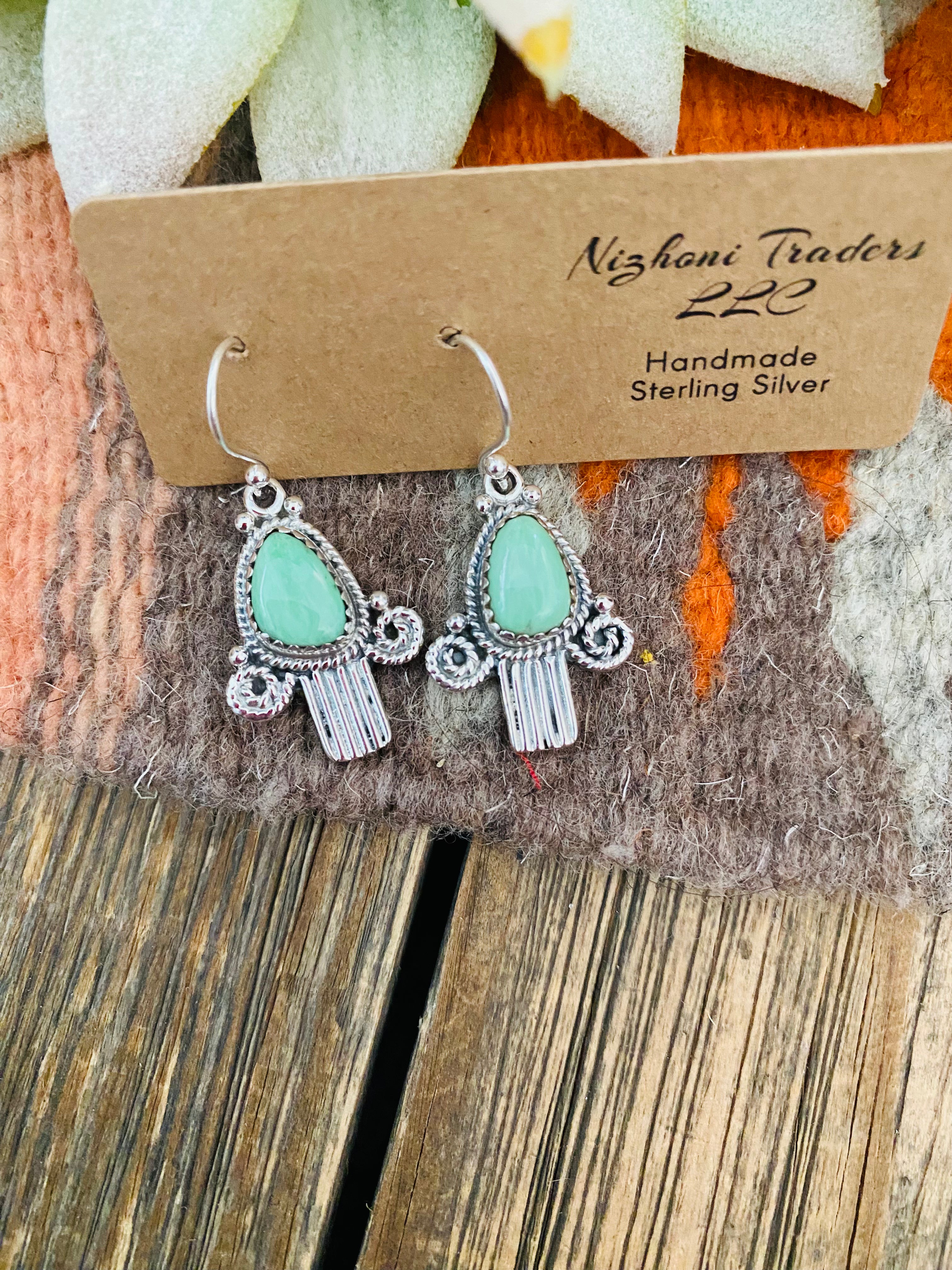 Handmade Turquoise & Sterling Silver Dangle Earrings