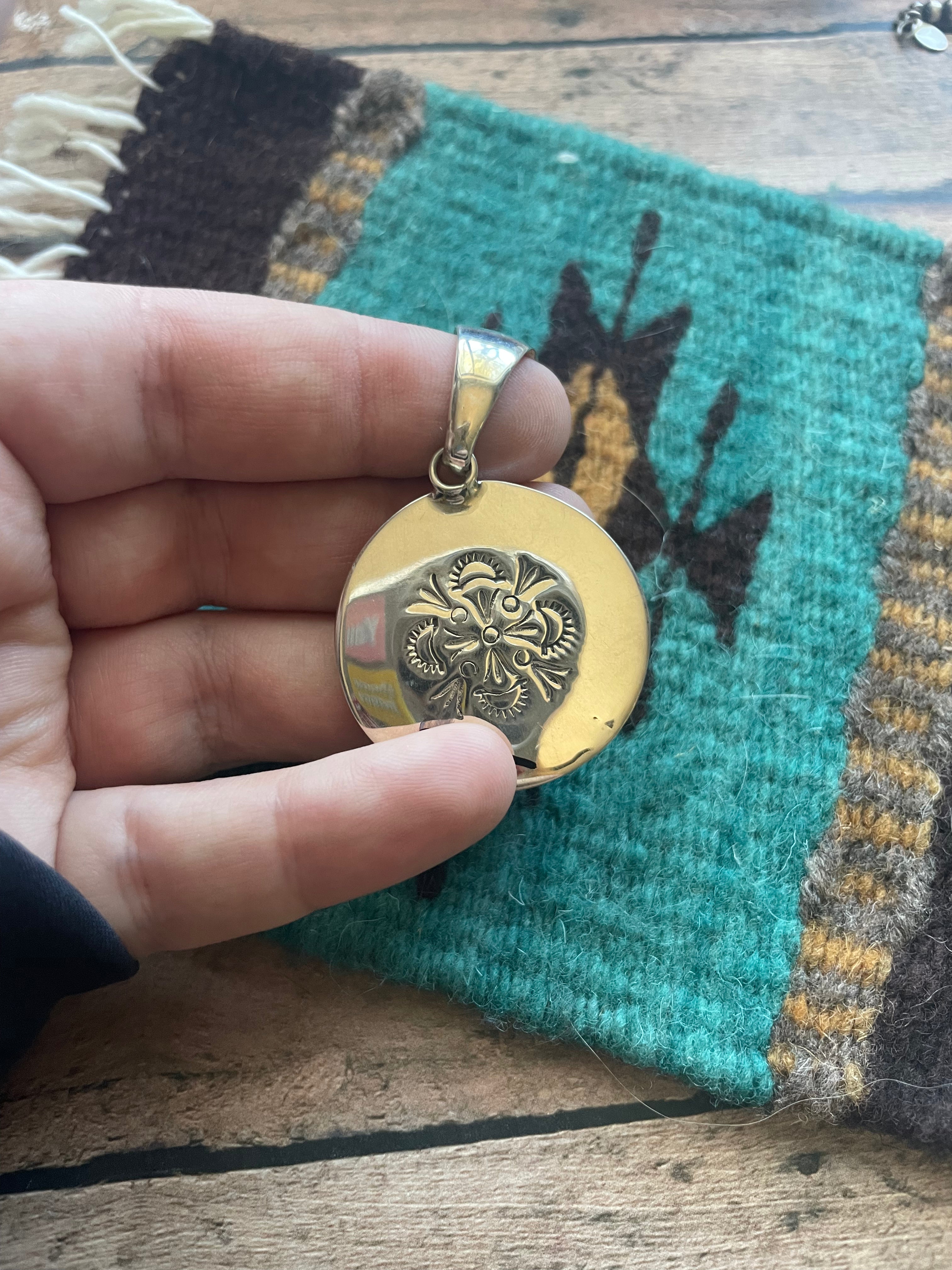 Handcrafted Multi Stone Inlay & Sterling Silver Circle Pendant