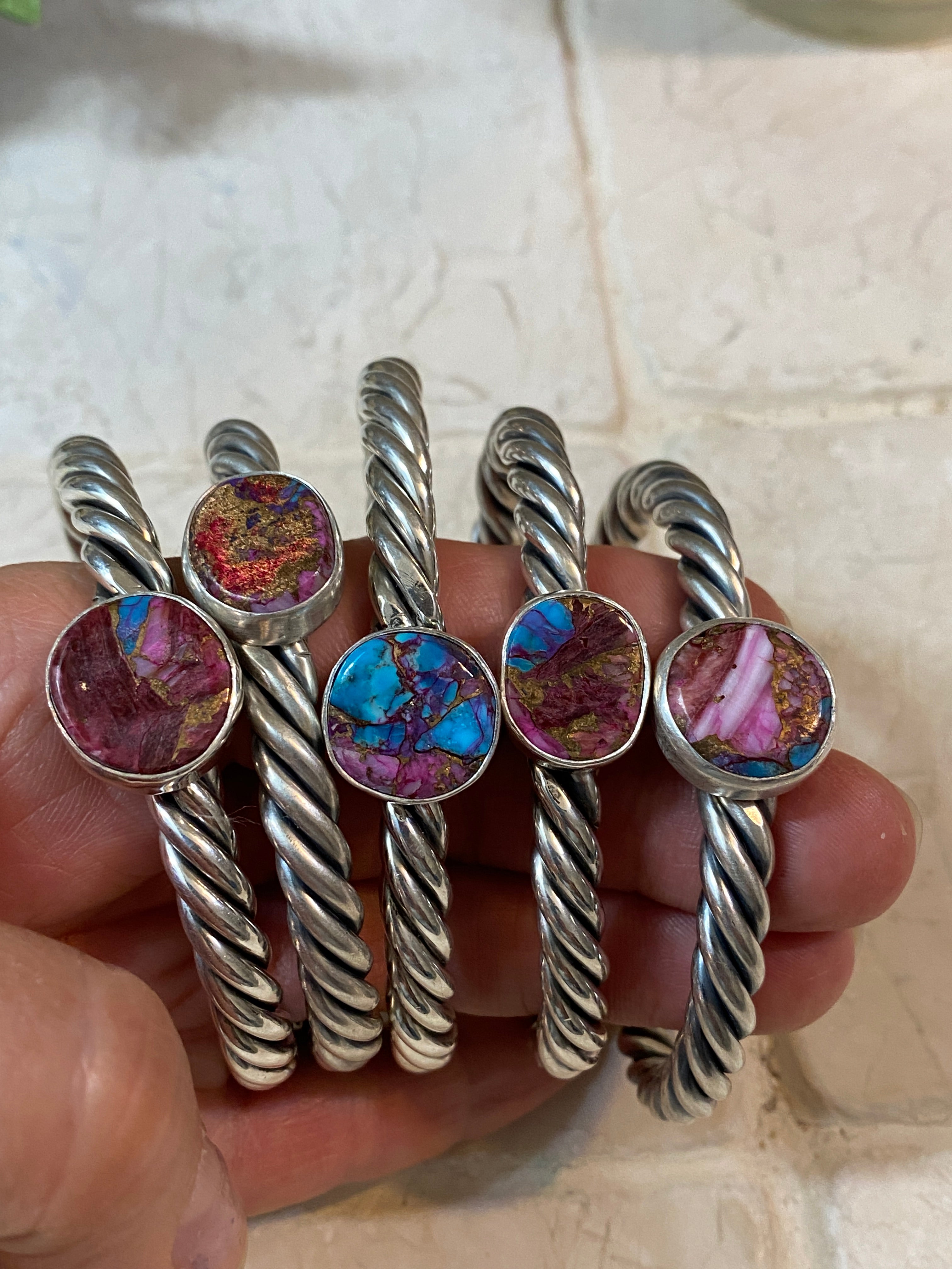 Handcrafted Pink Dream Mohave & Sterling Silver Cuff Bracelet