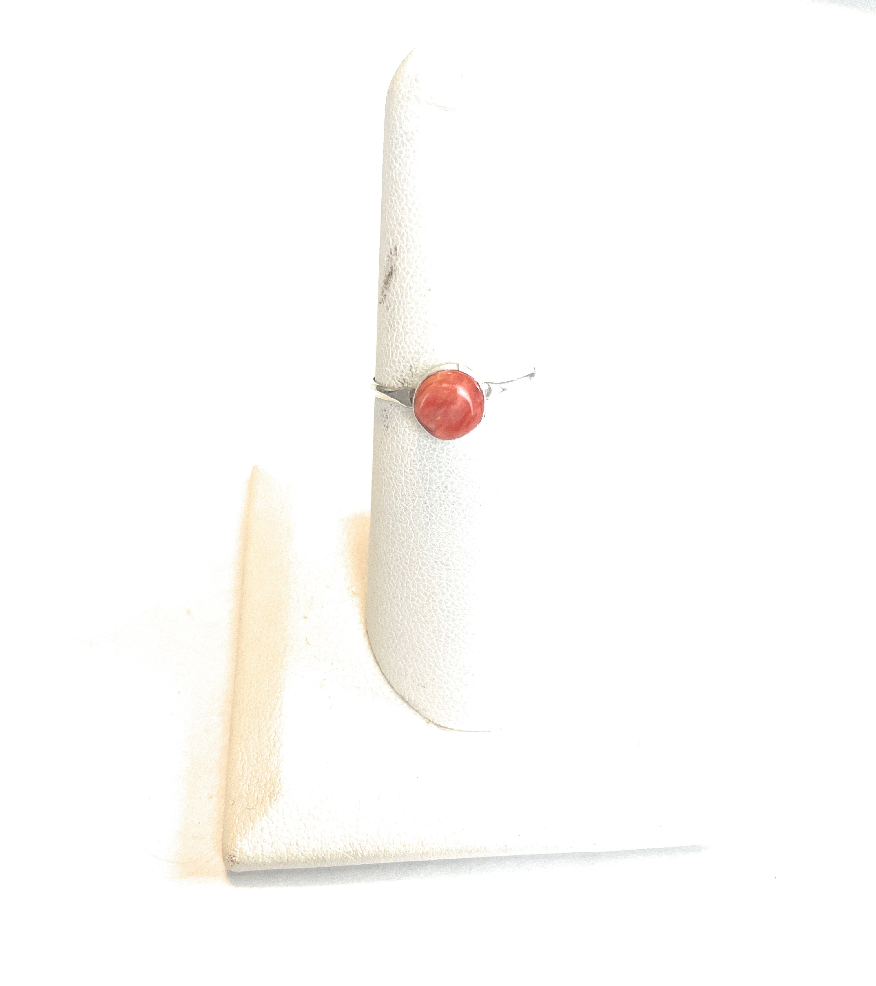 Handcrafted Orange Spiny & Sterling Silver Ring