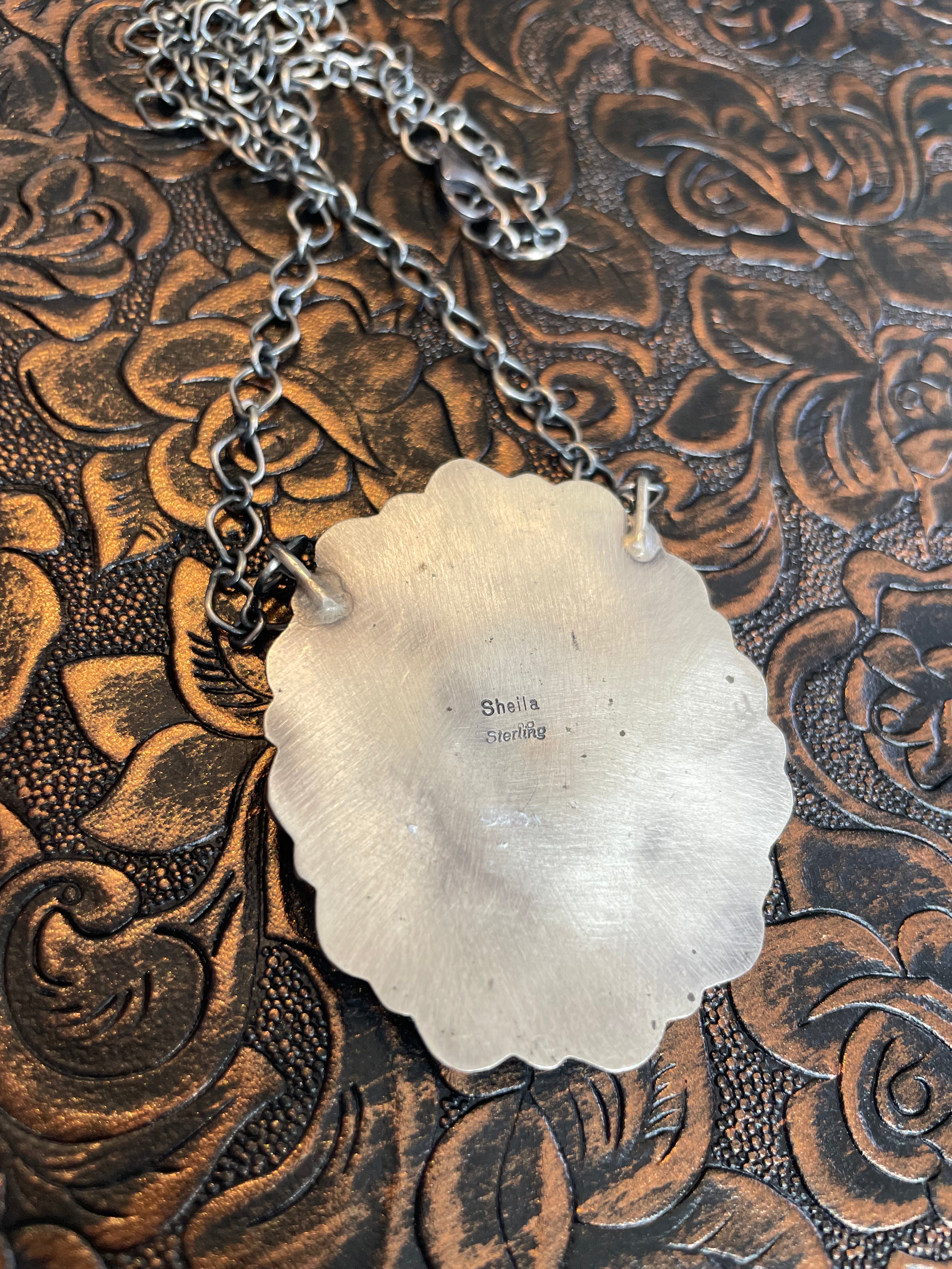 Navajo Royston & Carico Turquoise & Sterling Silver Cluster Necklace by Sheila Becenti