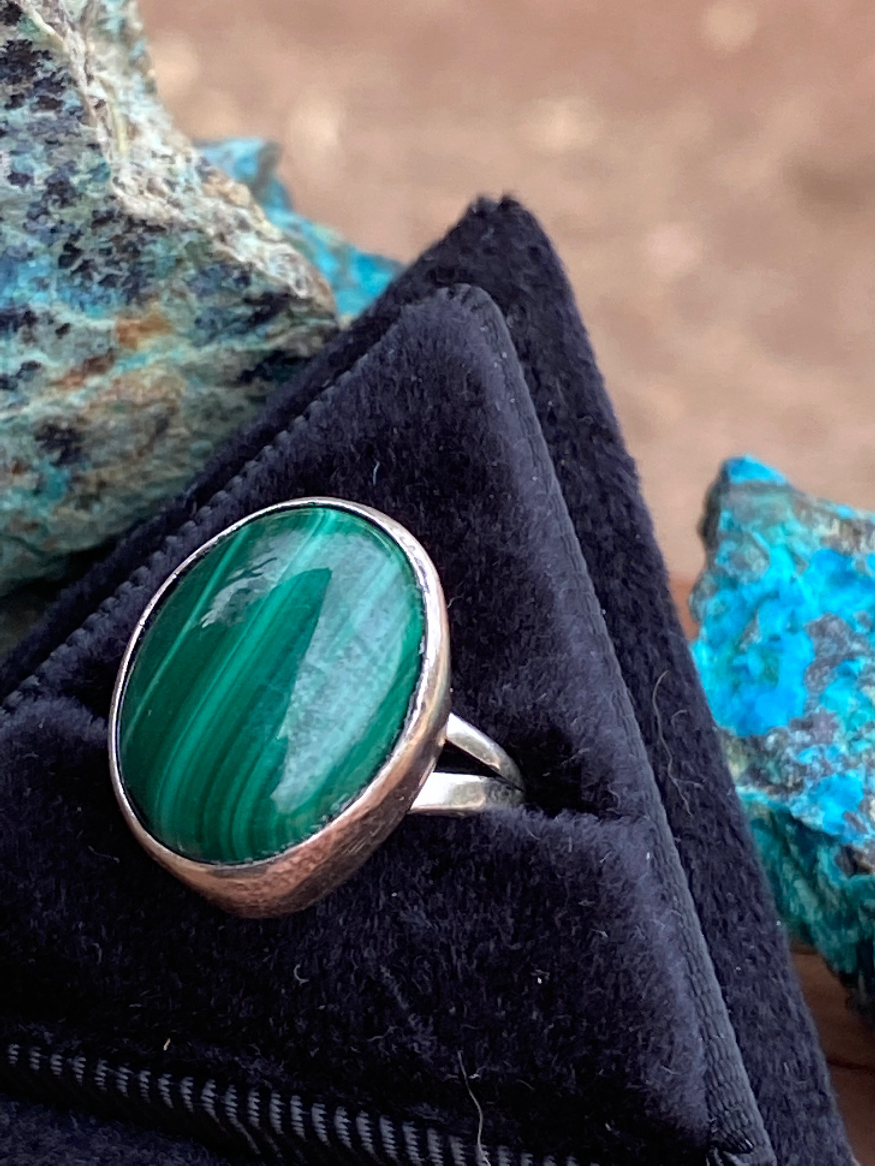 Handcrafted Malachite & Sterling Silver Rings