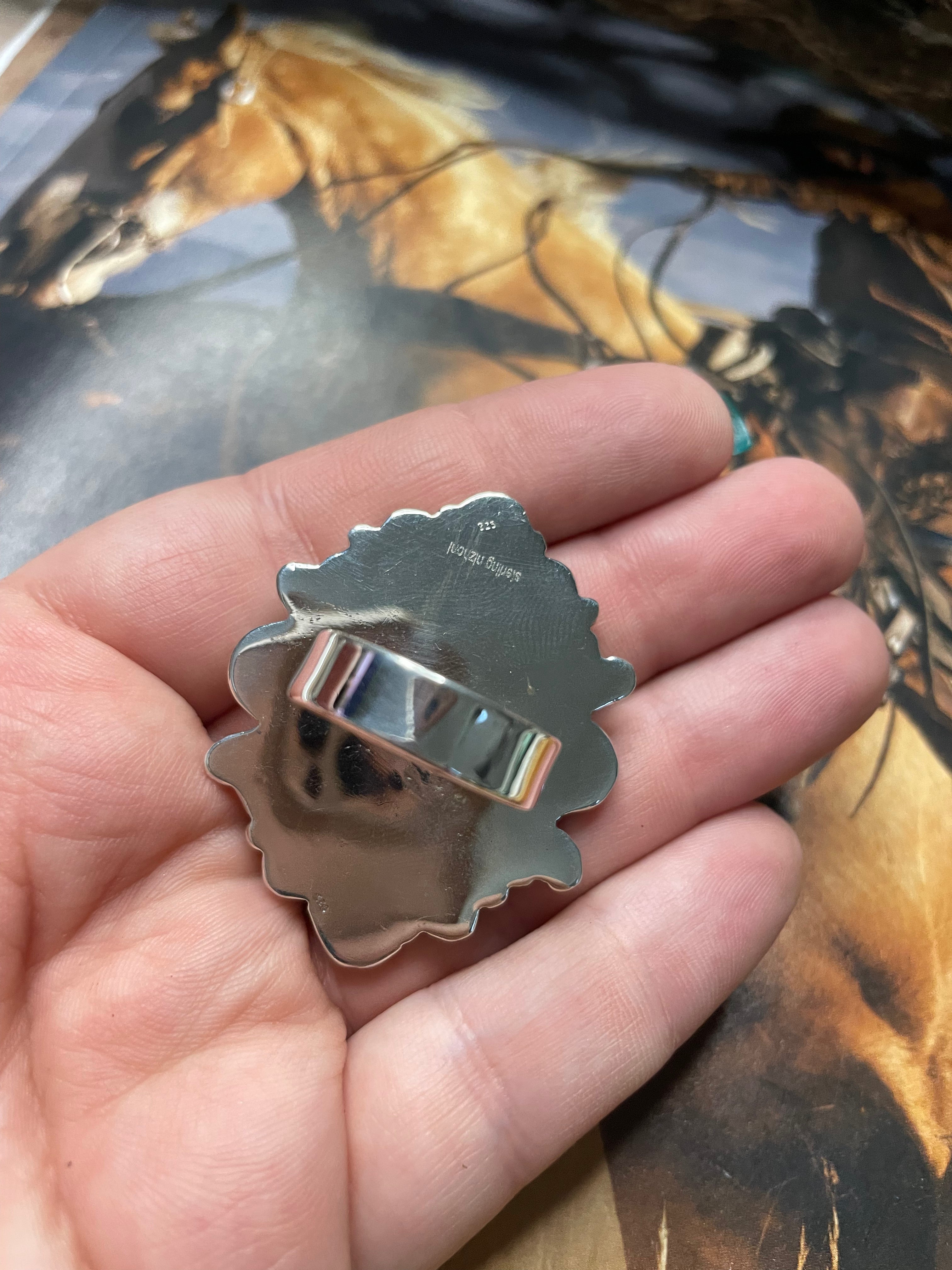 Handmade Royston Turquoise Adjustable Oval Ring