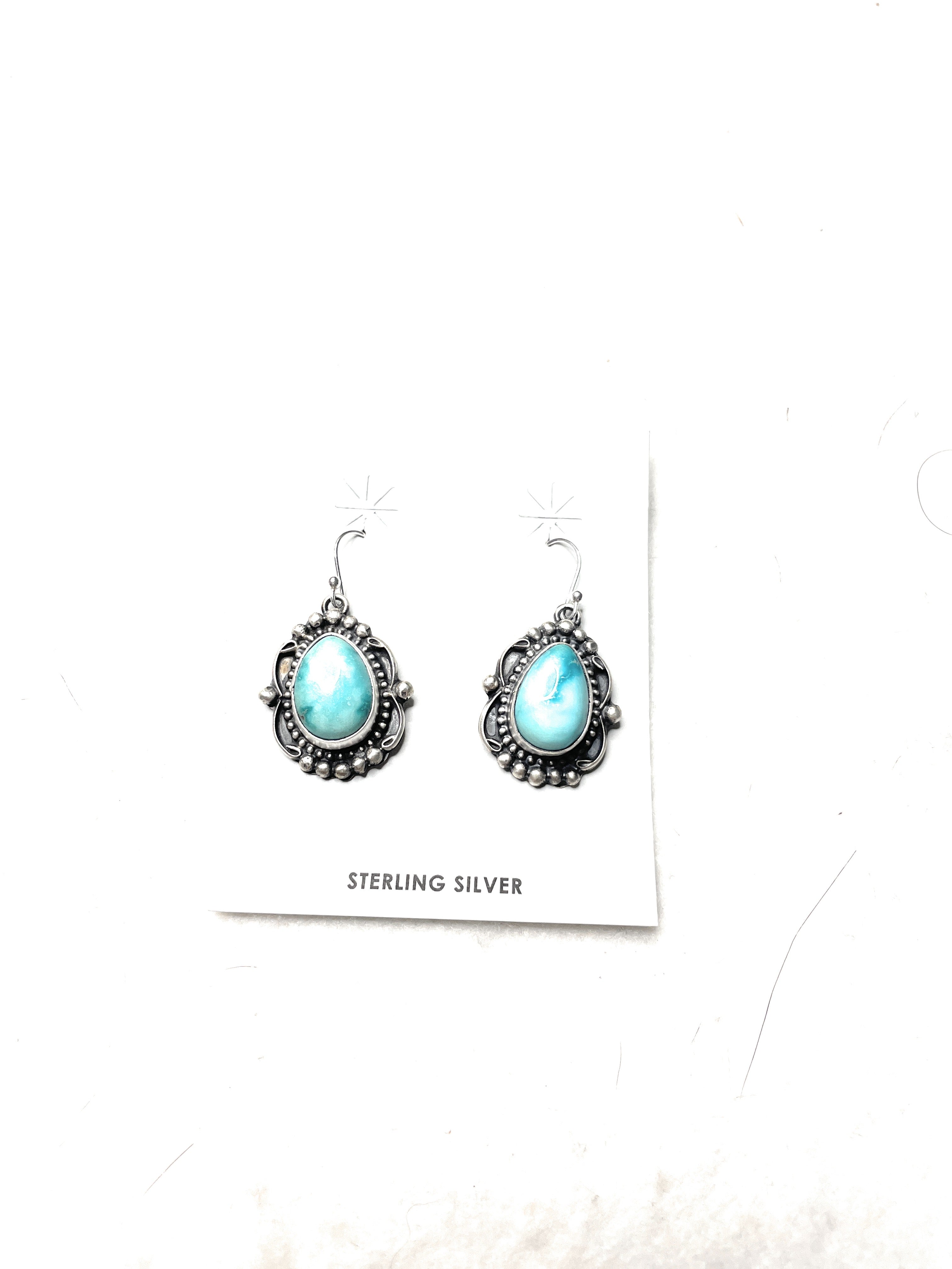 Handcrafted Sterling Silver & Turquoise Dangle Earrings Signed Sheila Becenti