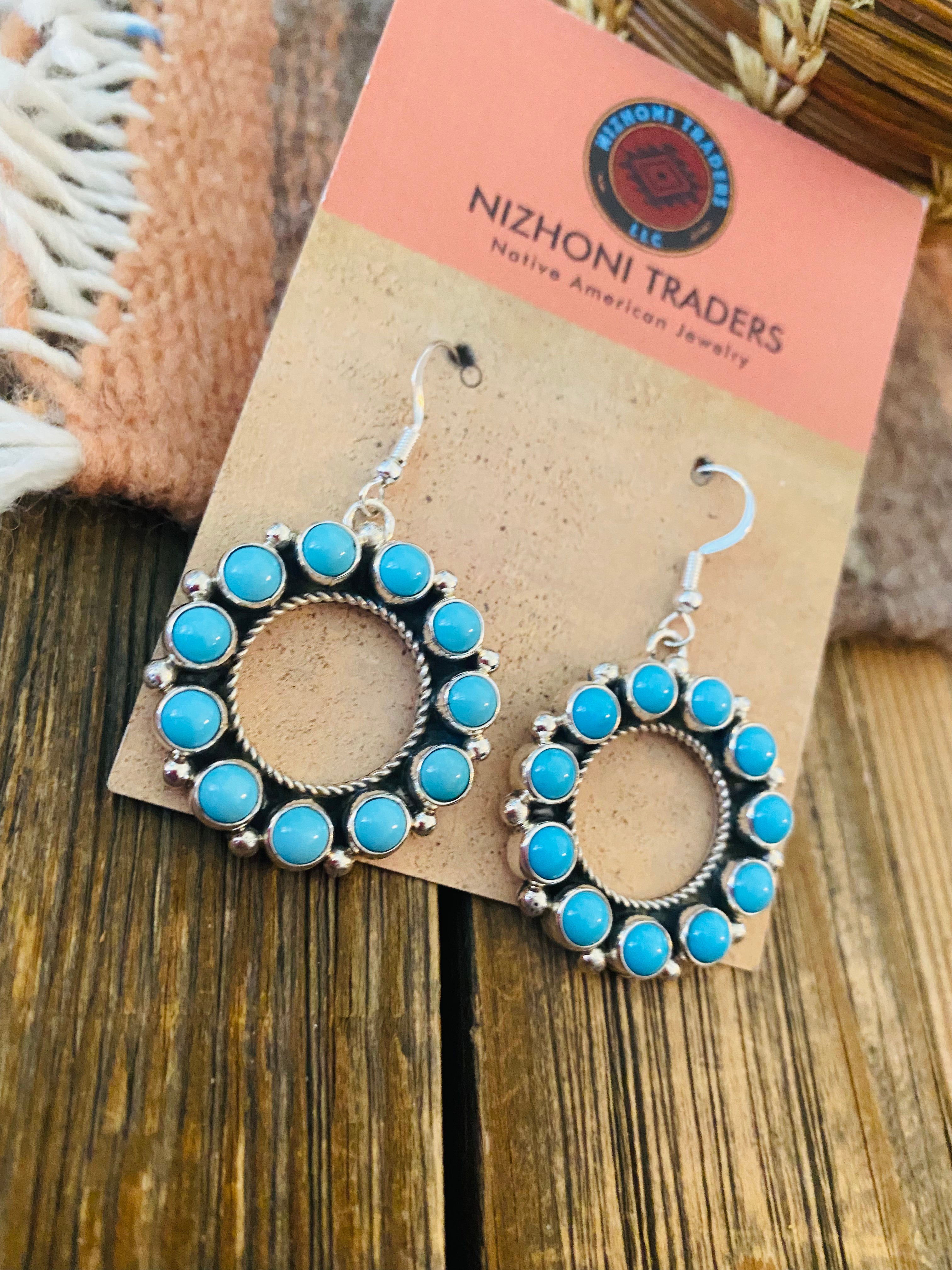 Handcrafted Sleeping Beauty Turquoise & Sterling Silver Dangle Earrings