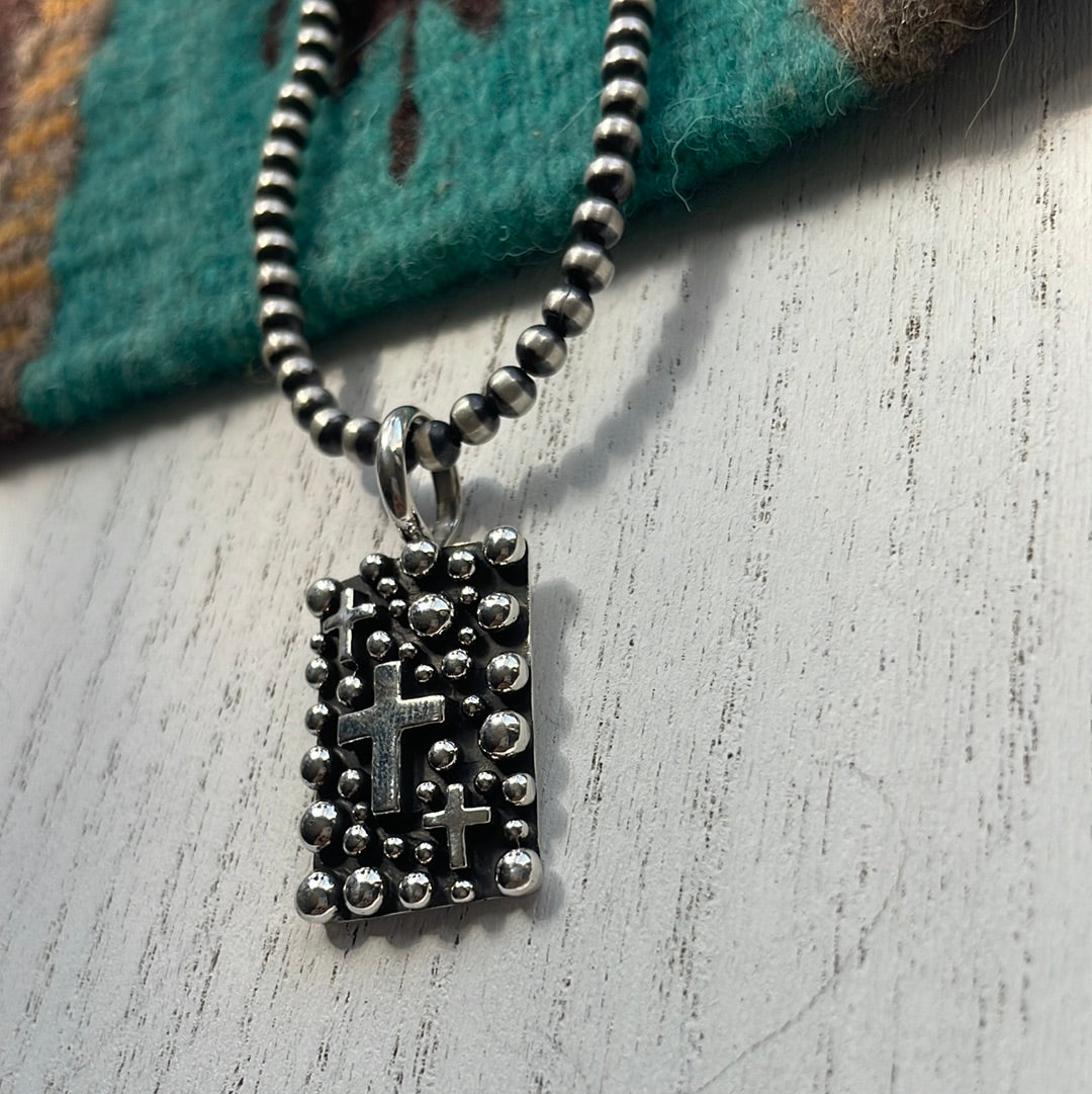 Beautiful Handcrafted Sterling Silver Cross Pendant Signed Akee Douglas