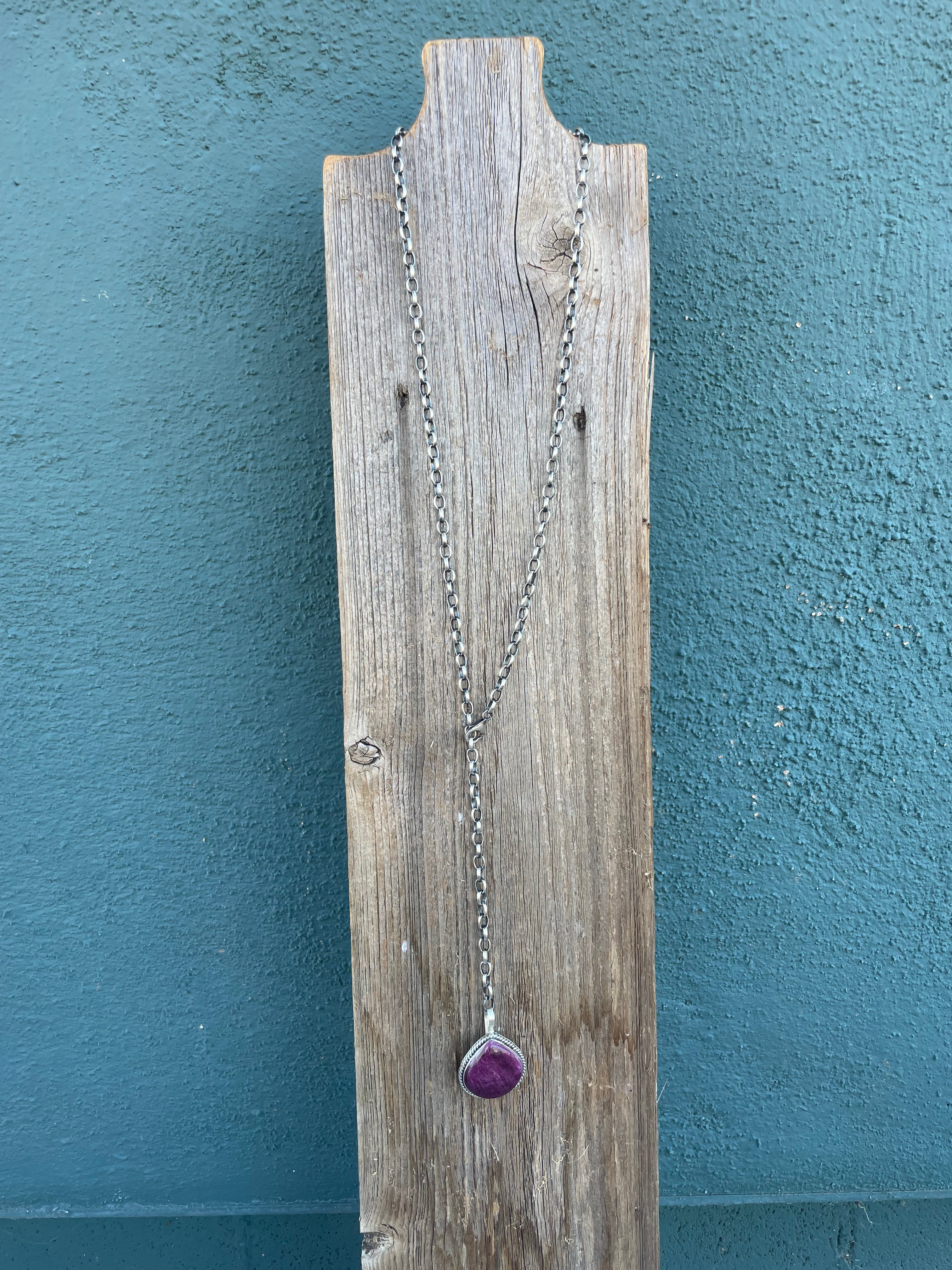 Navajo Handmade Purple Spiny And Sterling Silver Necklace By Emer Thompson